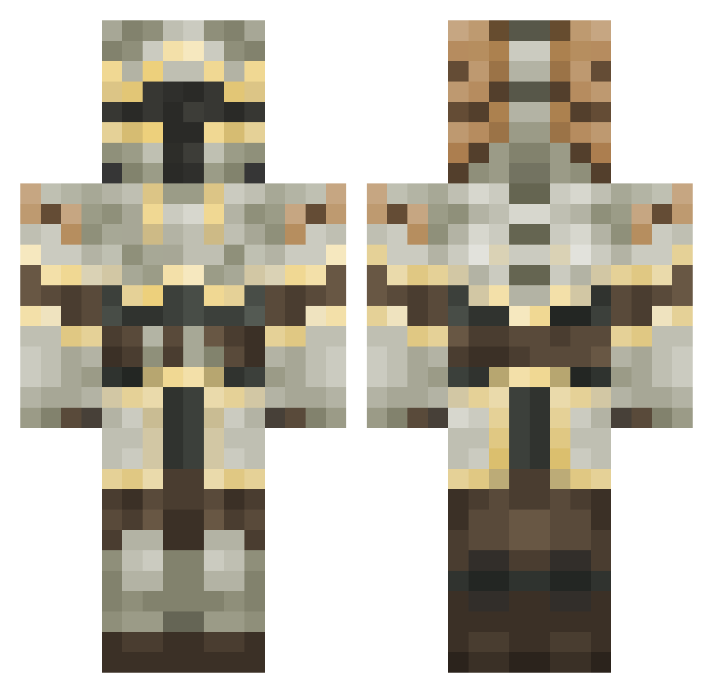 Shrekker Minecraft skin, front and back view