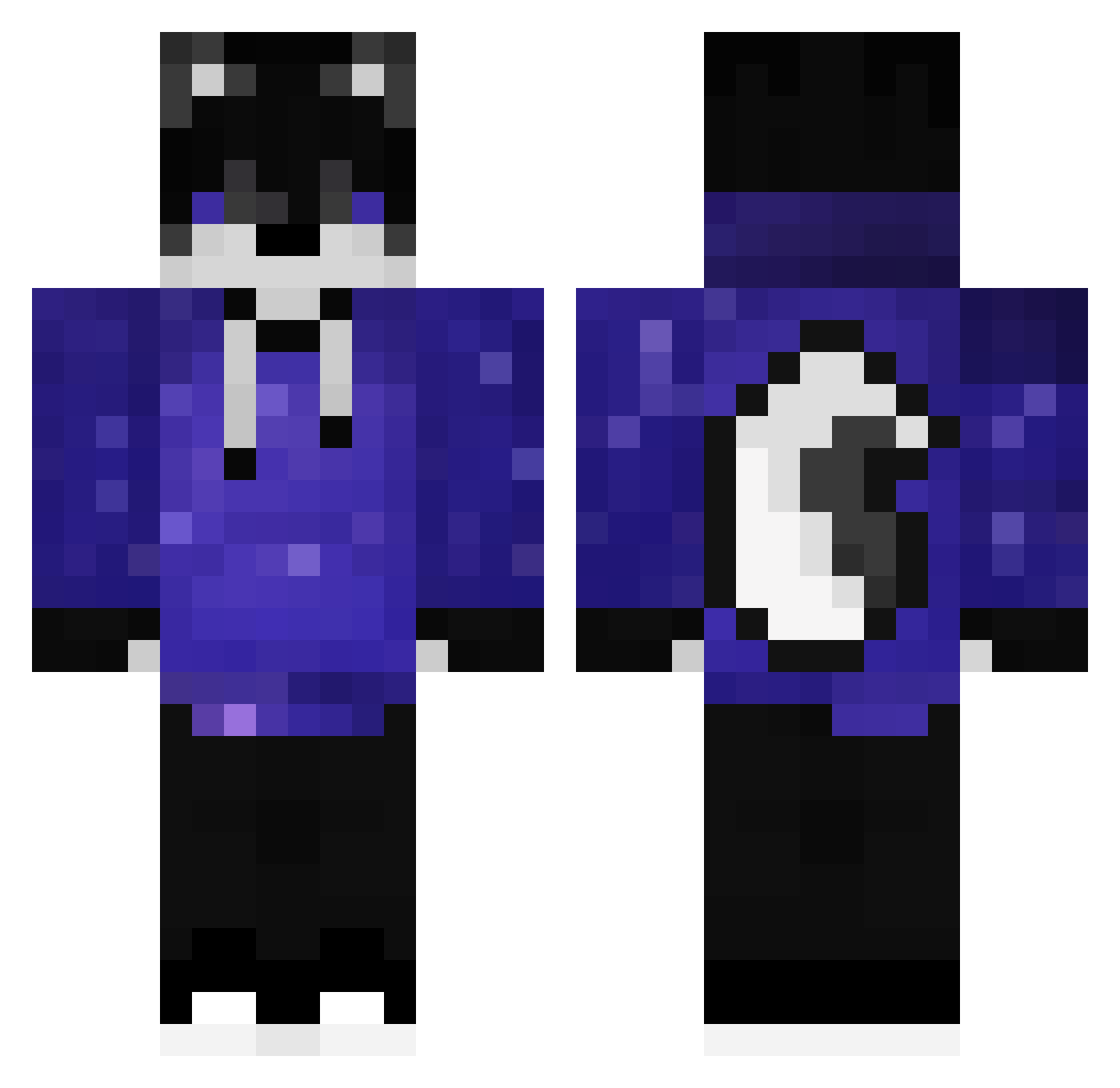 Hypixelz Minecraft skin, front and back view