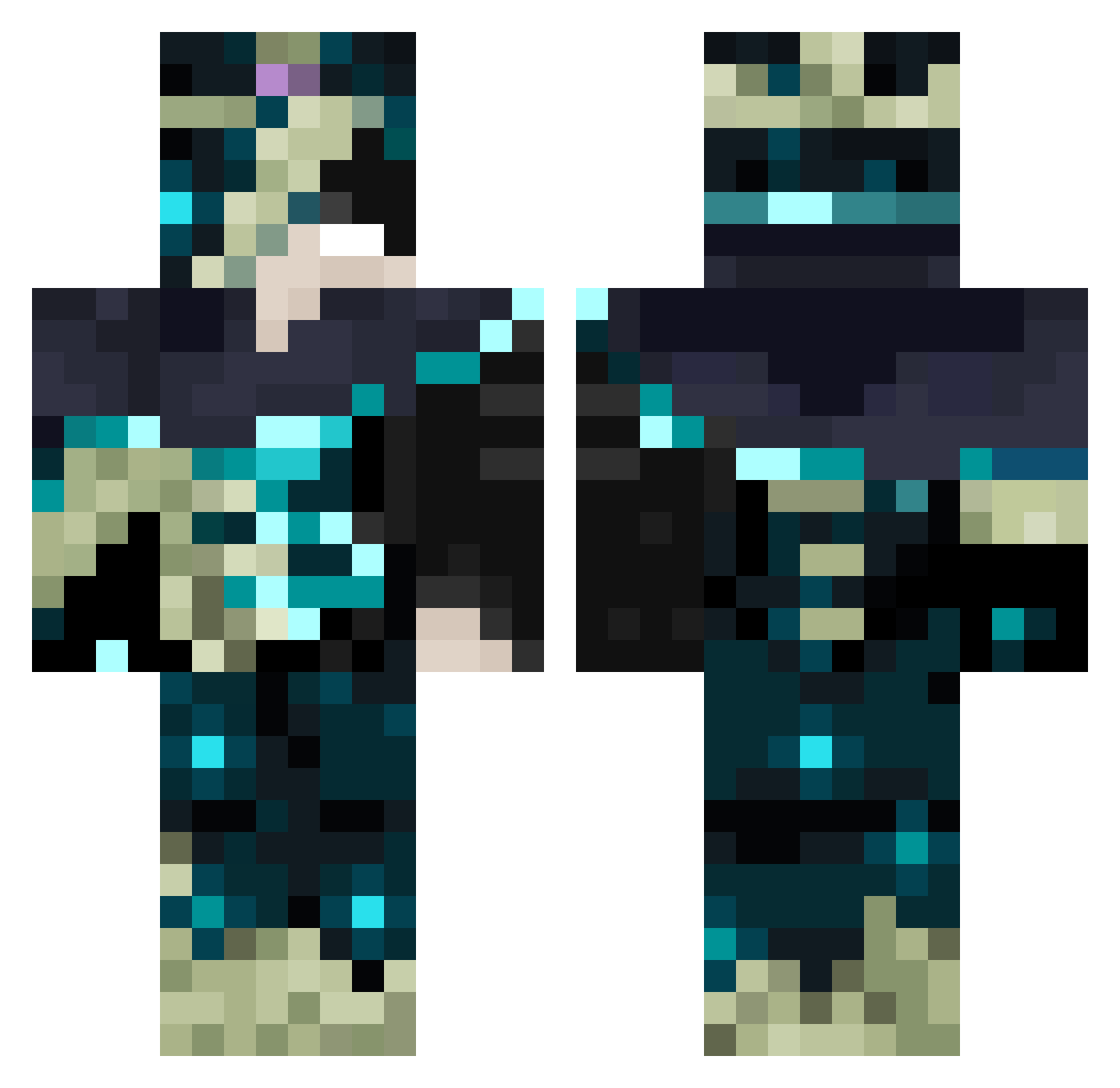 ZemoraxX Minecraft skin, front and back view