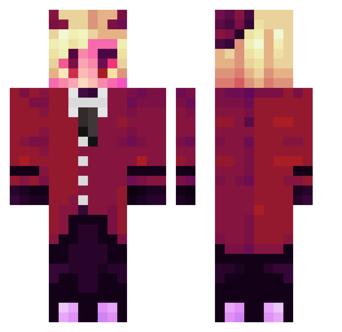 TorooXD Minecraft skin, front and back view