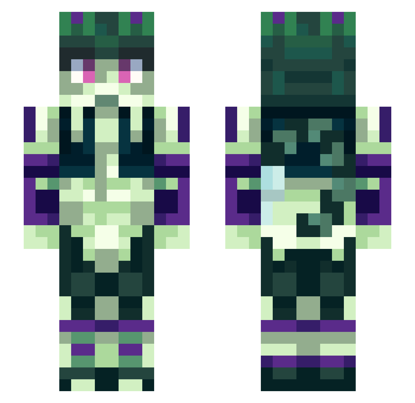 PsyKiiq Minecraft skin, front and back view