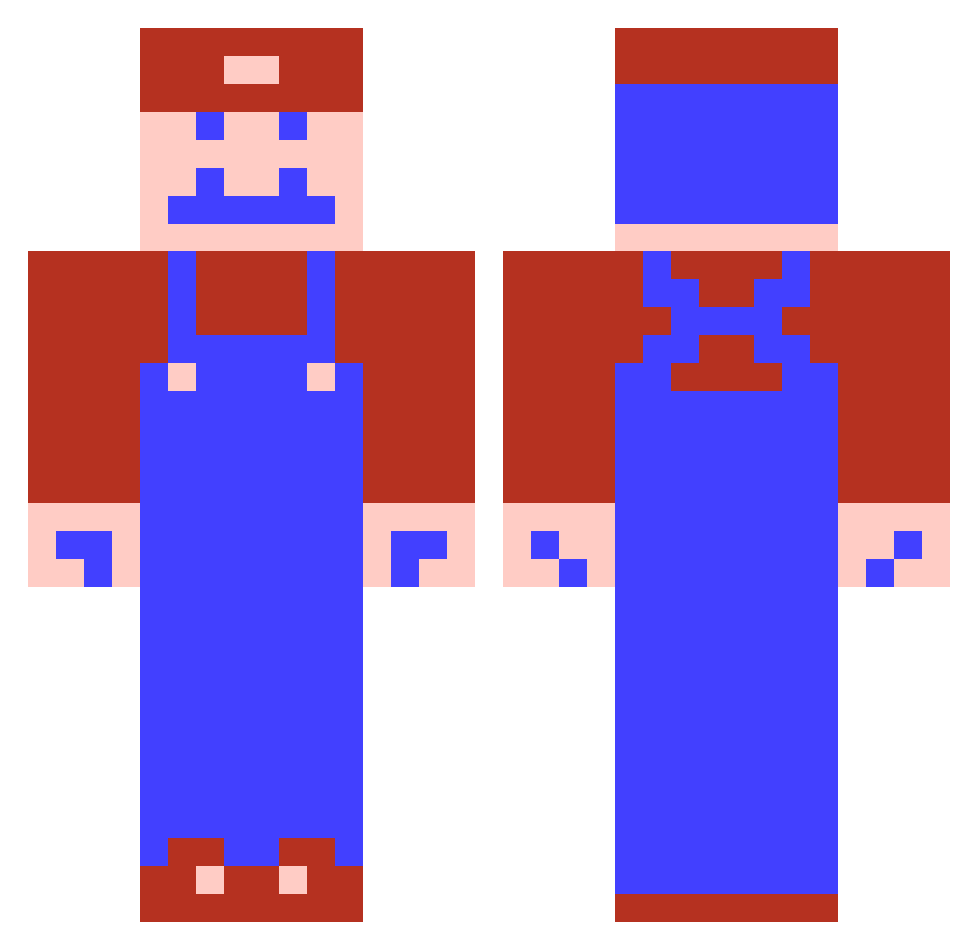 MarioTheGamer64 Minecraft skin, front and back view