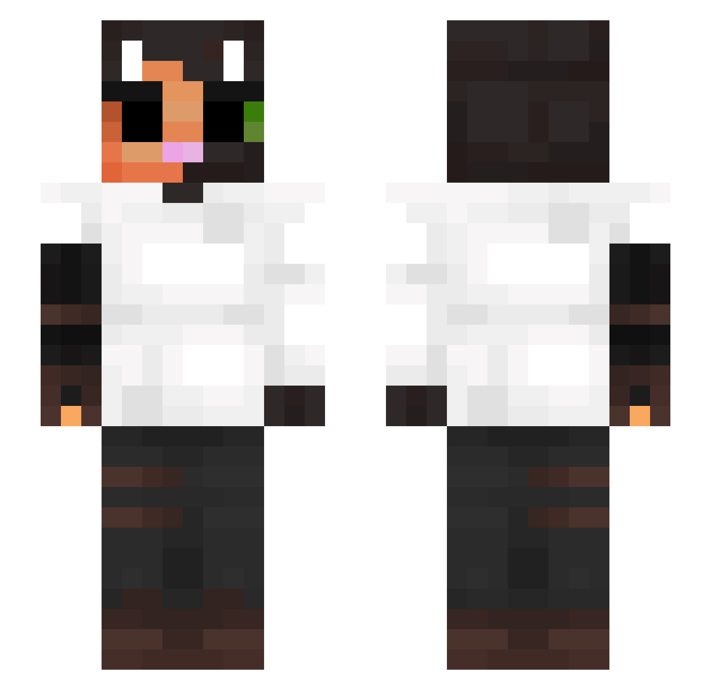 Nh0o Minecraft skin, front and back view