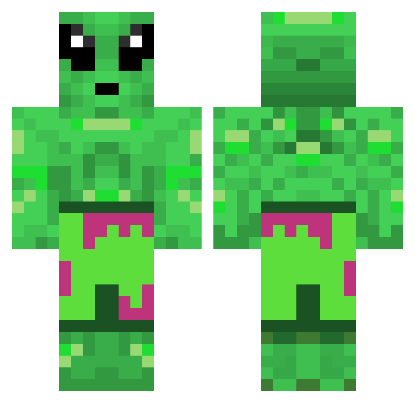 Shaflix Minecraft skin, front and back view
