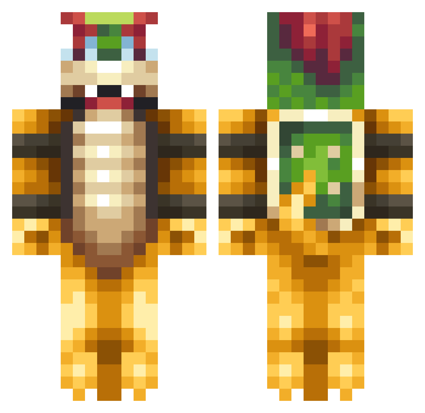 Extinguishable Minecraft skin, front and back view