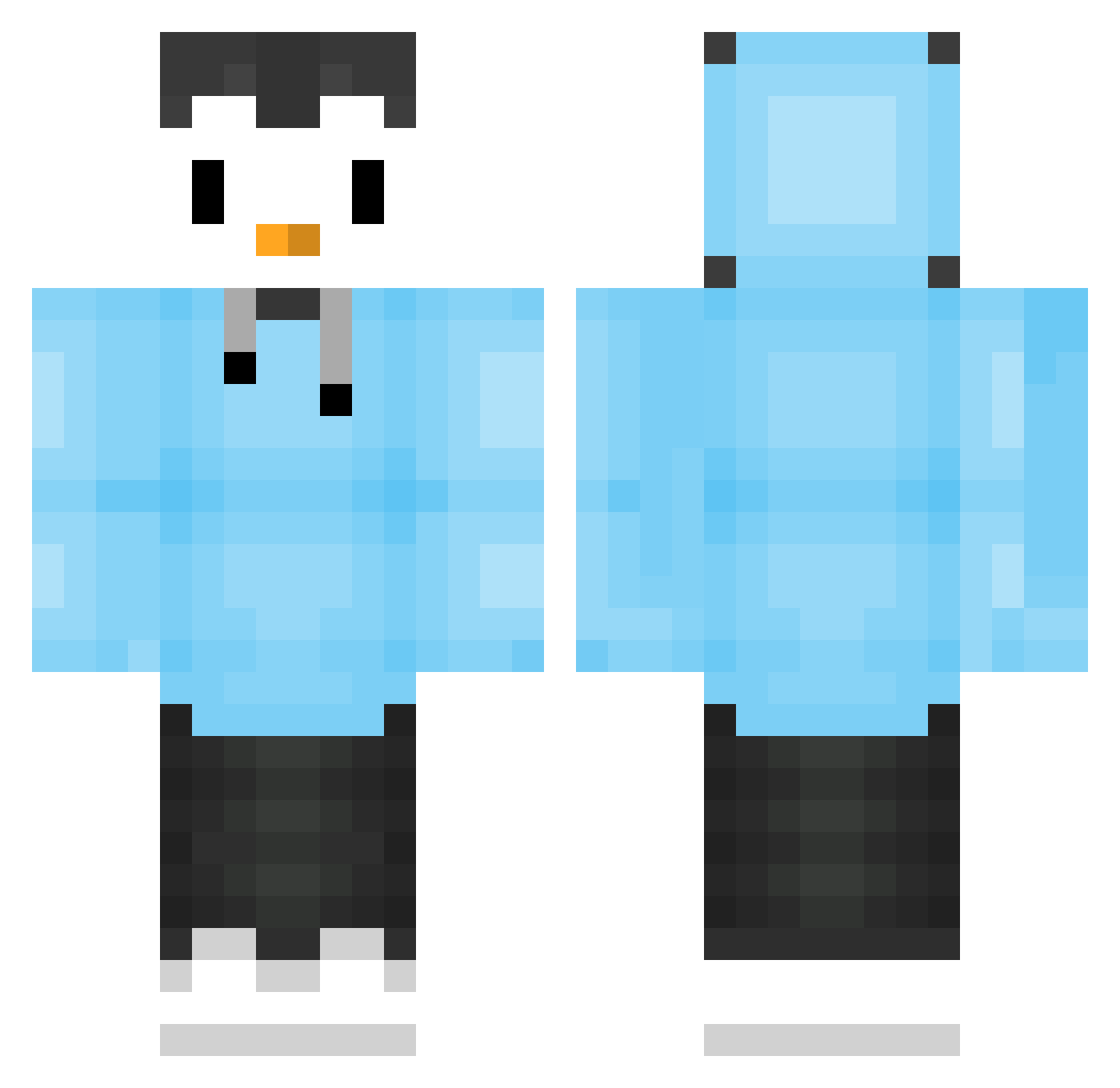 Sethr300 Minecraft skin, front and back view