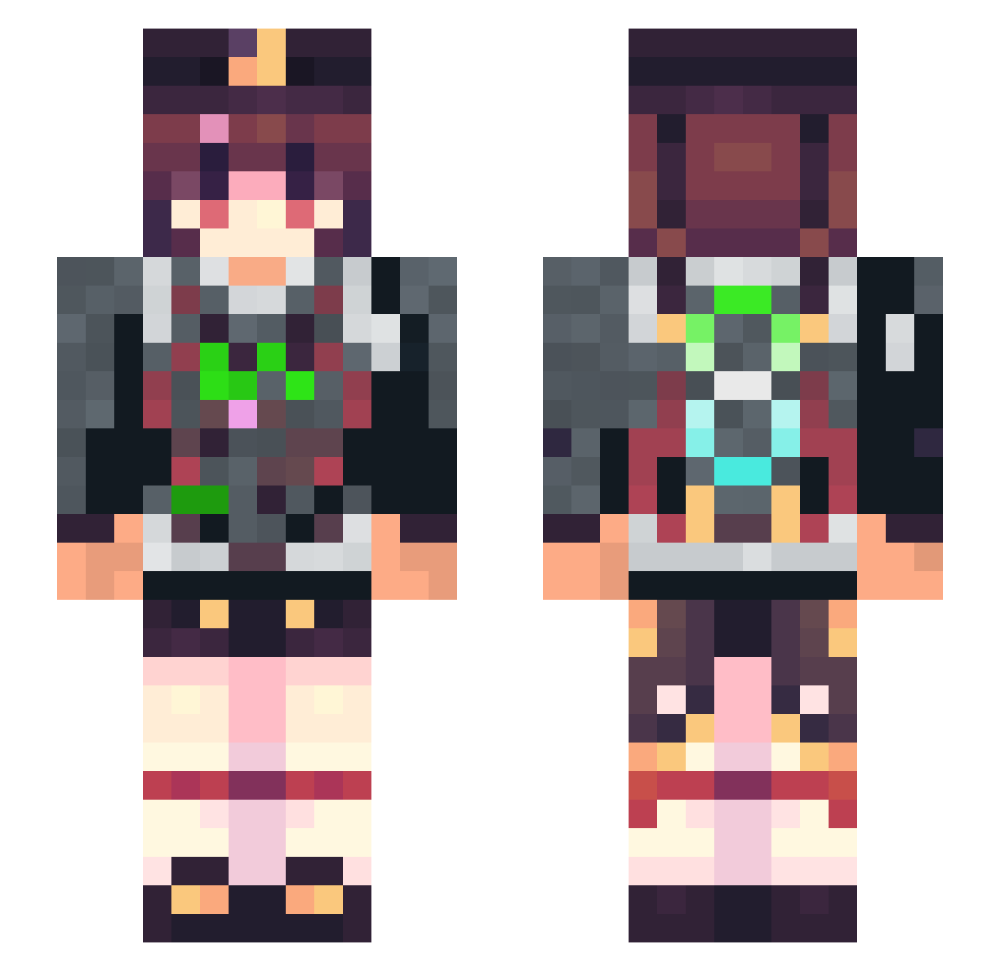 Fishuy Minecraft skin, front and back view