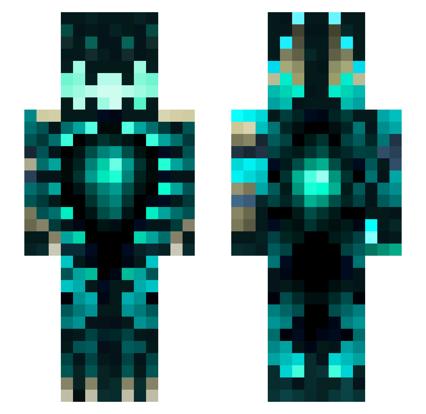 HeartL0cket Minecraft skin, front and back view
