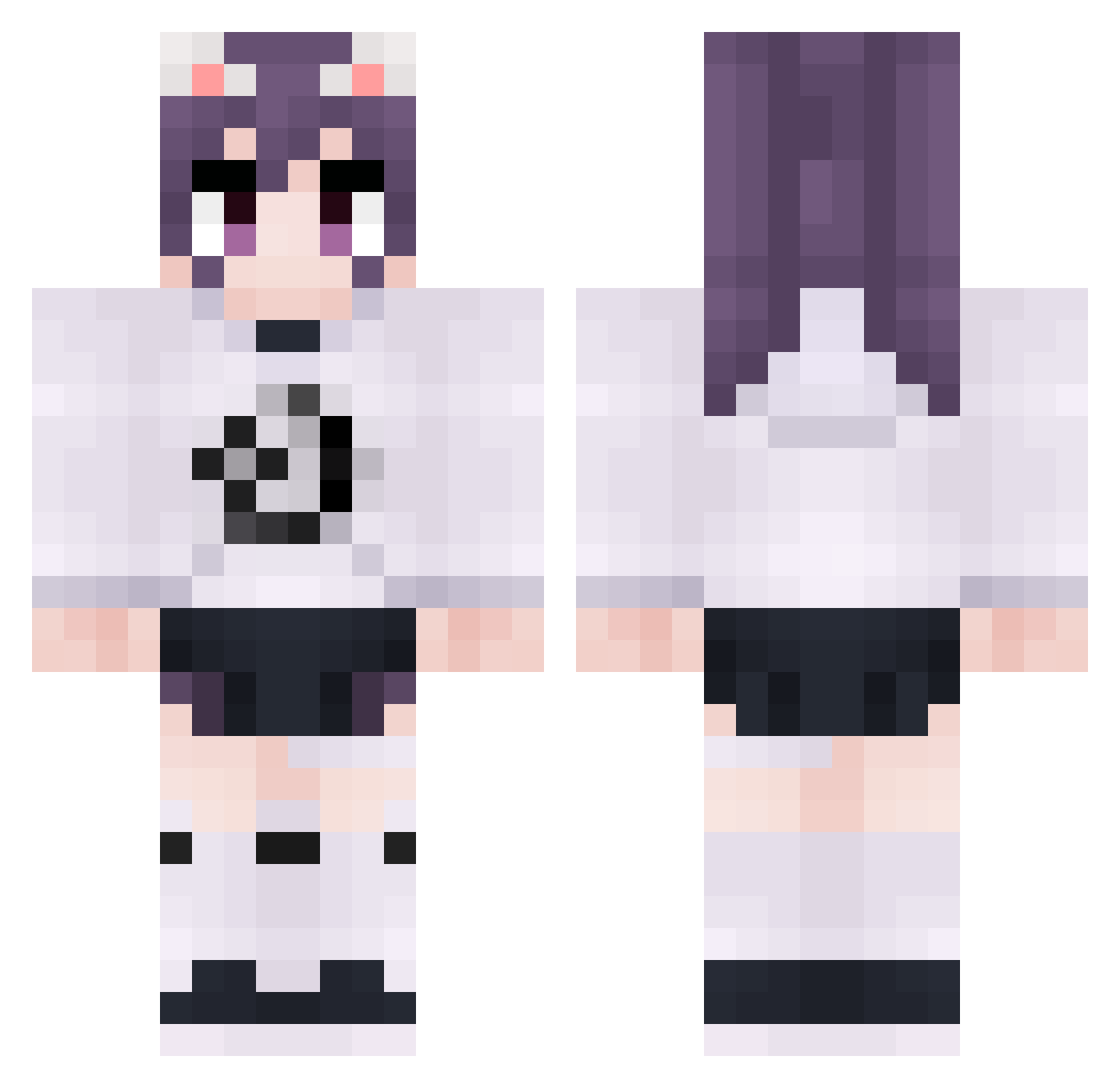 t2is Minecraft skin, front and back view