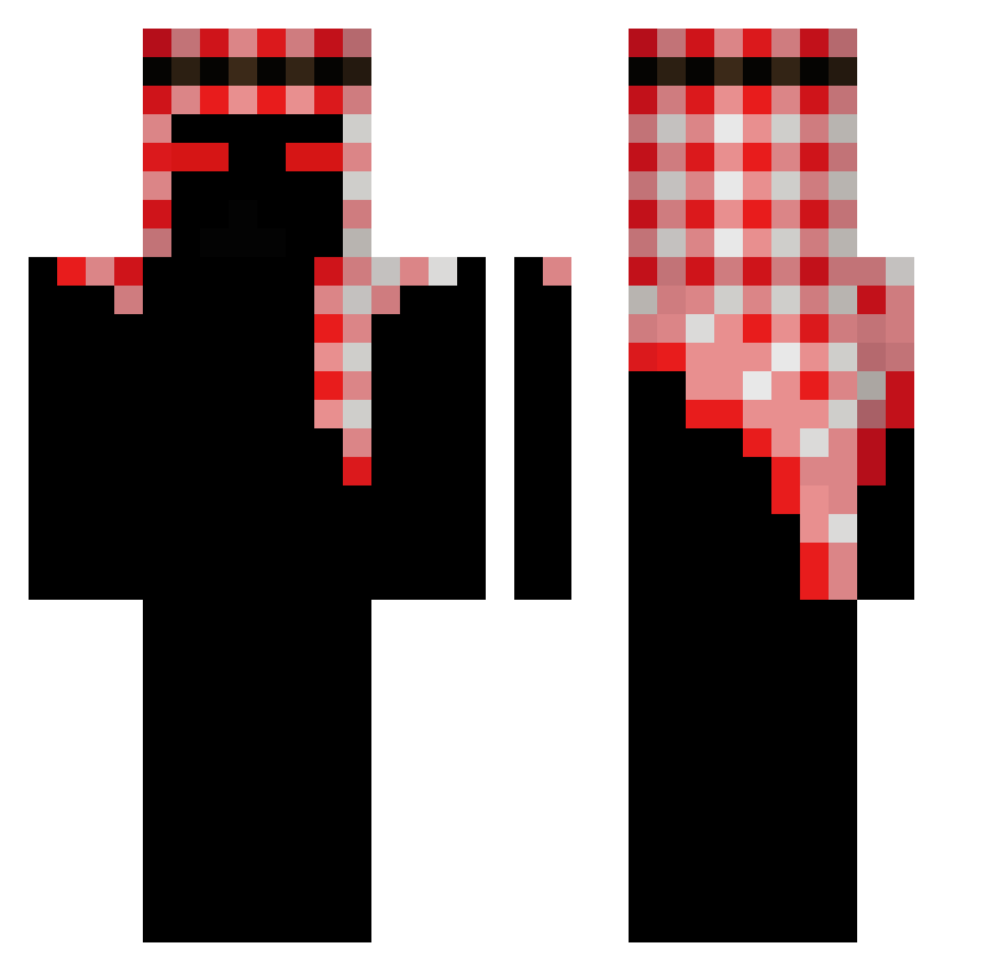 radikaali Minecraft skin, front and back view