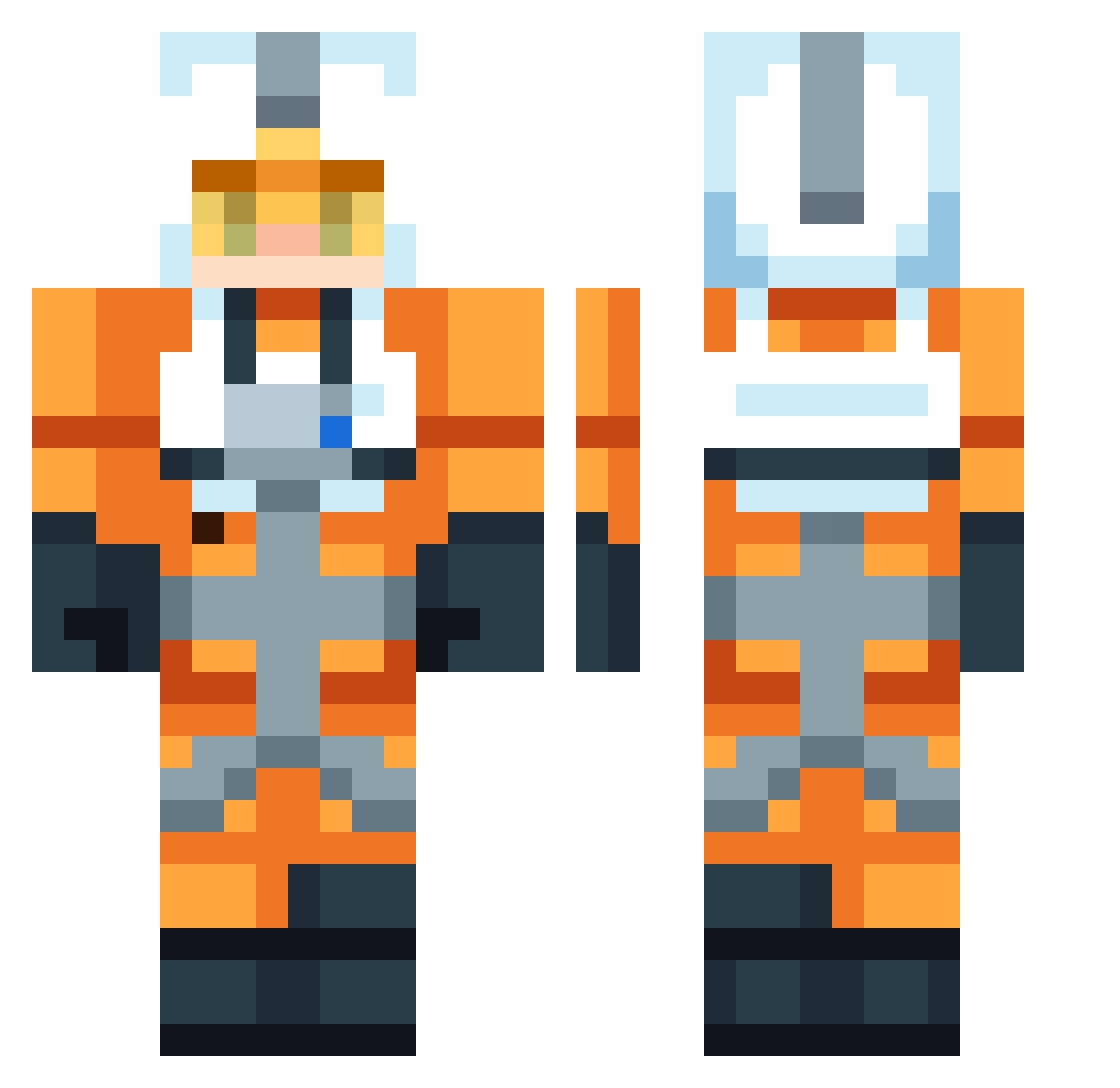 XoBuS Minecraft skin, front and back view