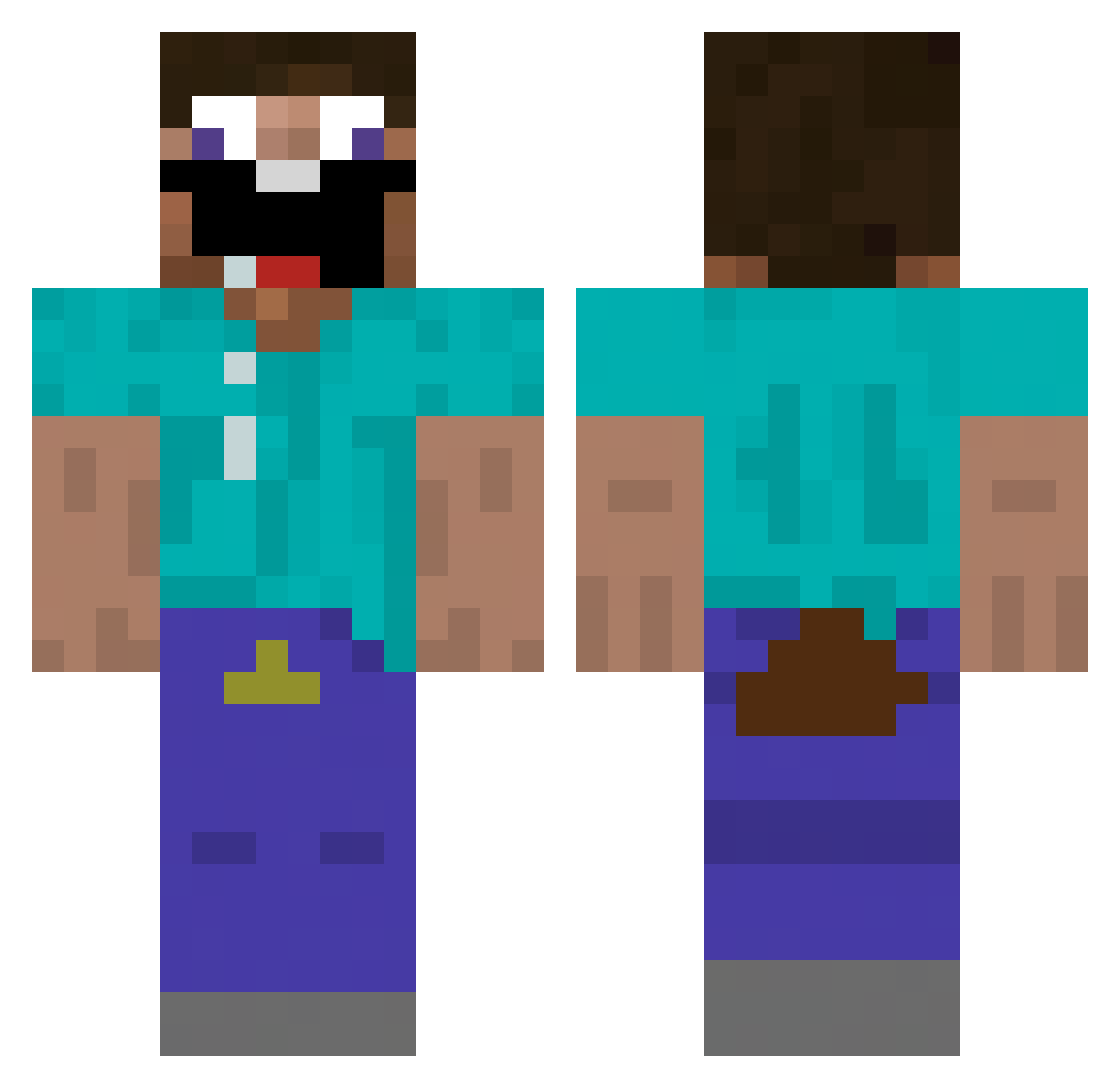 rarekingbear Minecraft skin, front and back view