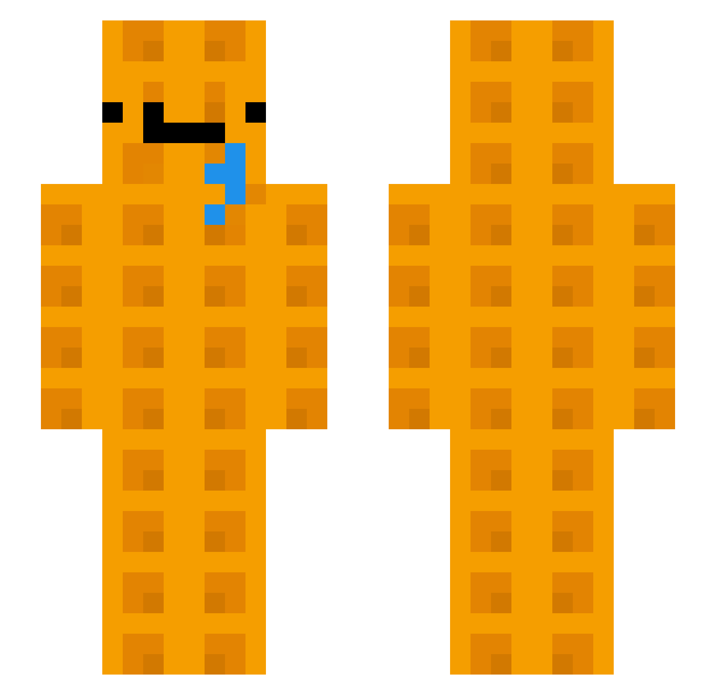 Justawaffle222 Minecraft skin, front and back view