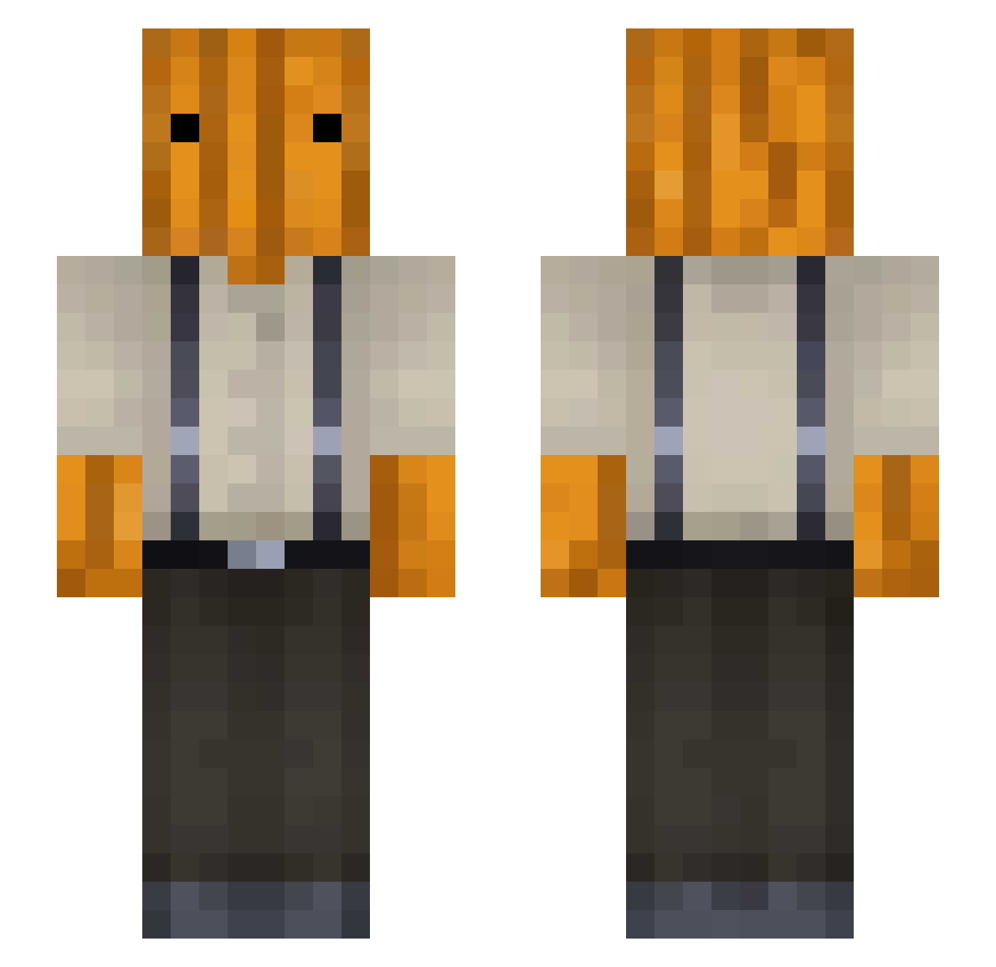 Skroop Minecraft skin, front and back view