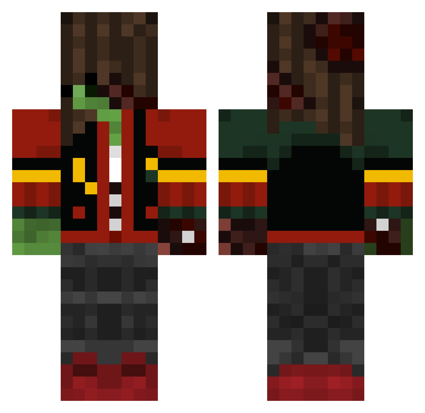 Wakens Minecraft skin, front and back view