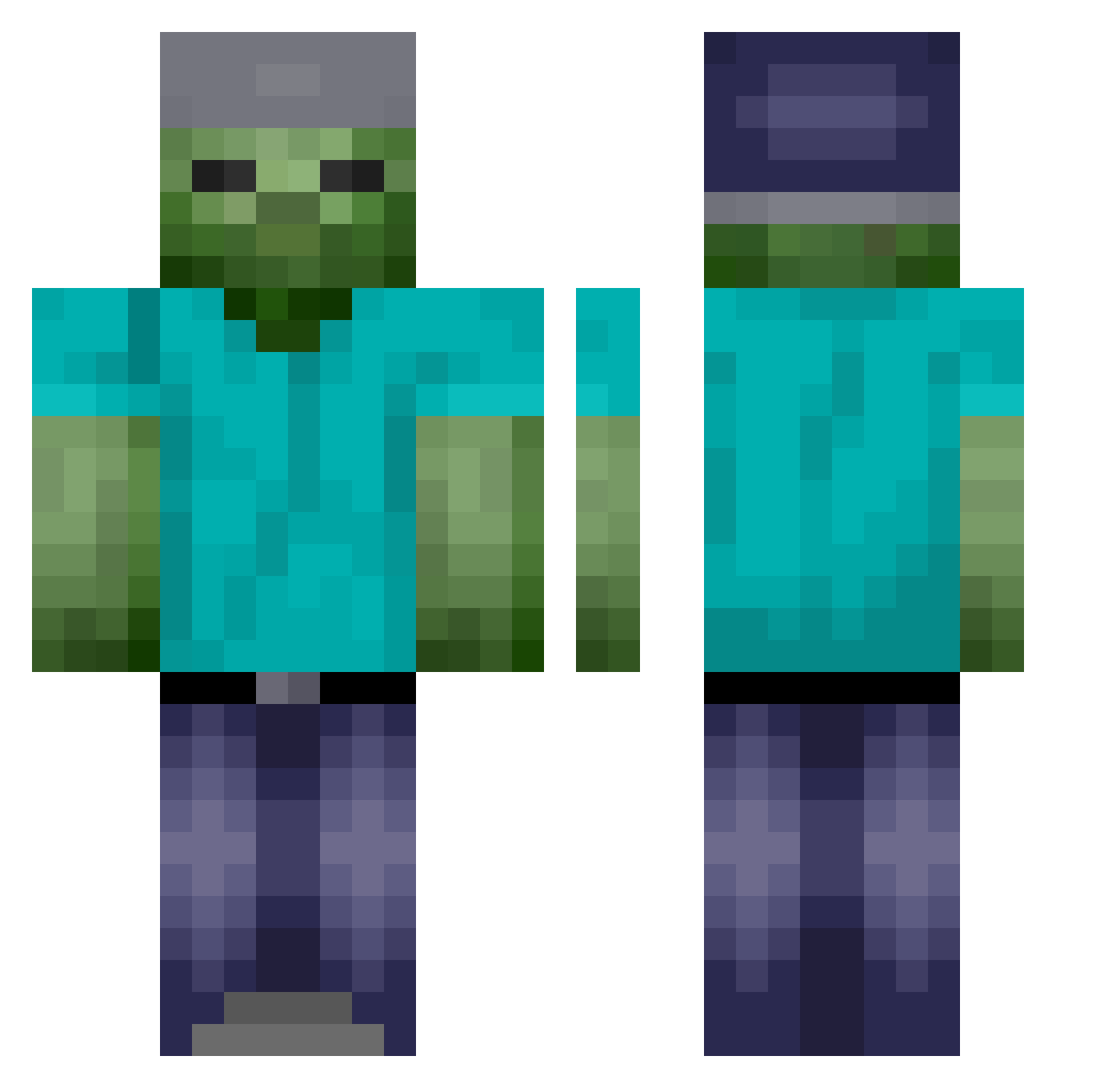 zakerie Minecraft skin, front and back view