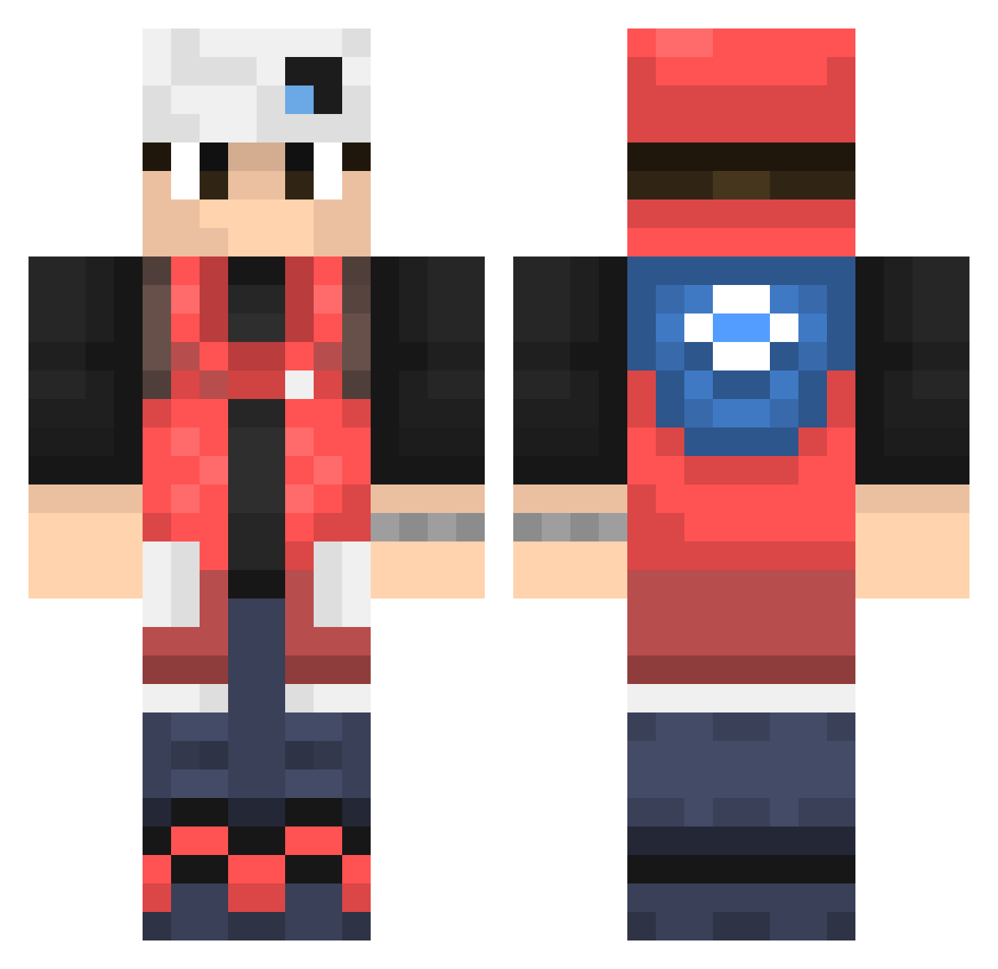 Nich1 Minecraft skin, front and back view