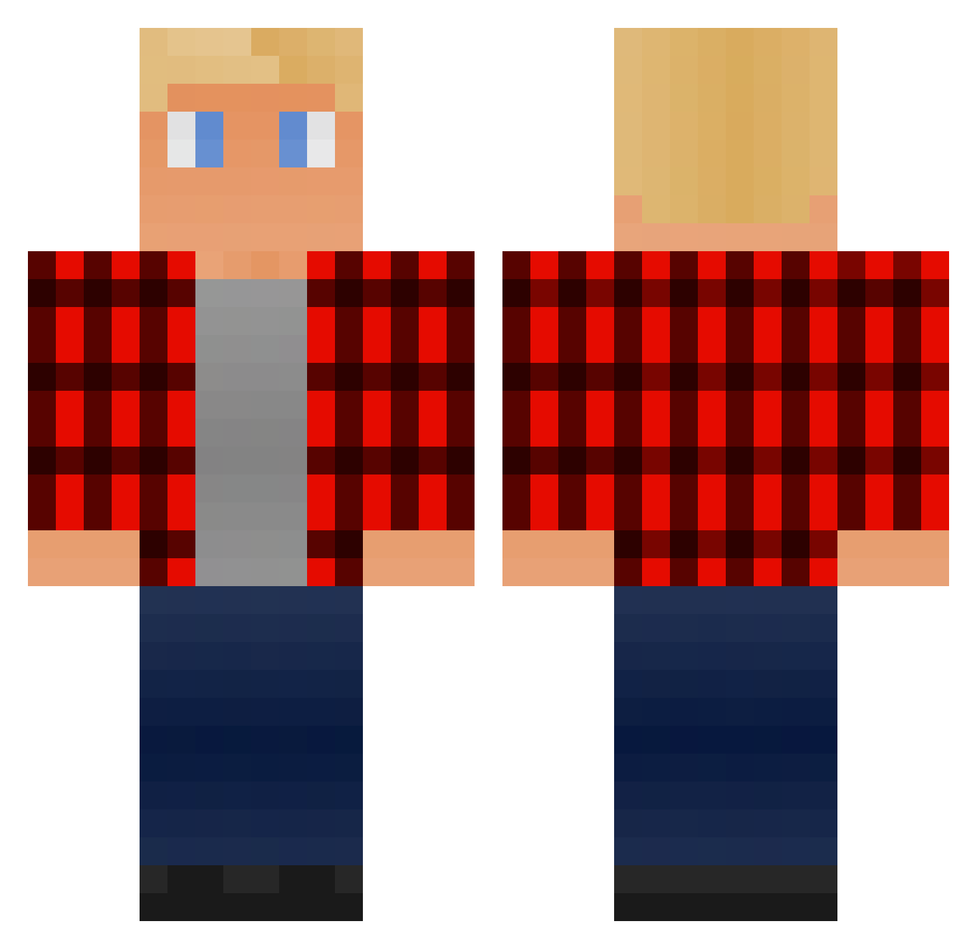 xolaph Minecraft skin, front and back view