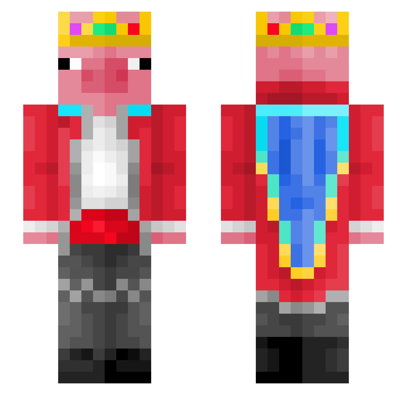 Wafflesq Minecraft skin, front and back view