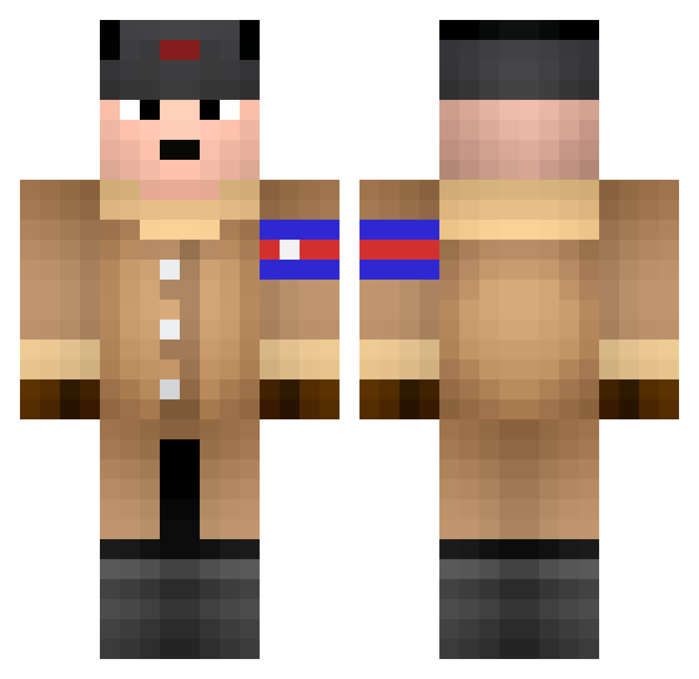 FriendlyFatherrr Minecraft skin, front and back view