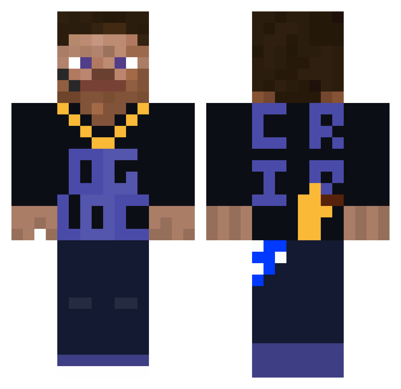 Icarusbodied Minecraft skin, front and back view