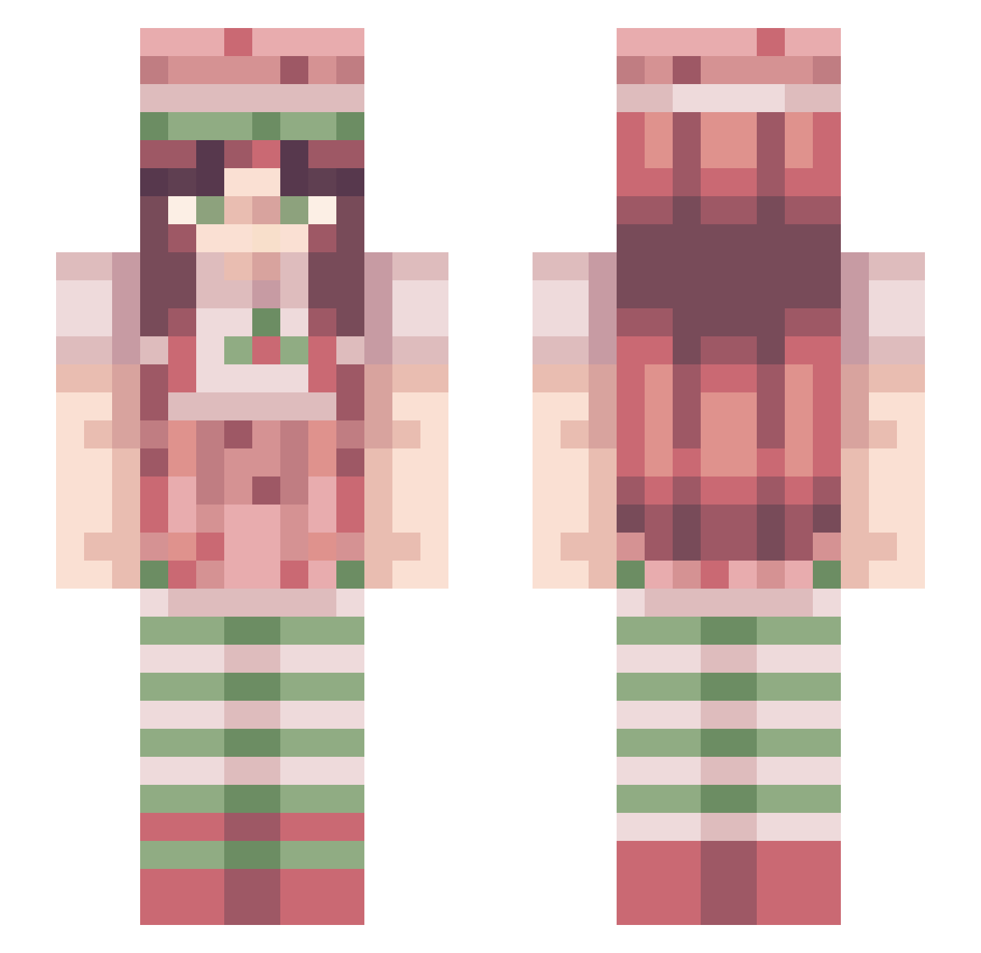 Yusra Minecraft skin, front and back view