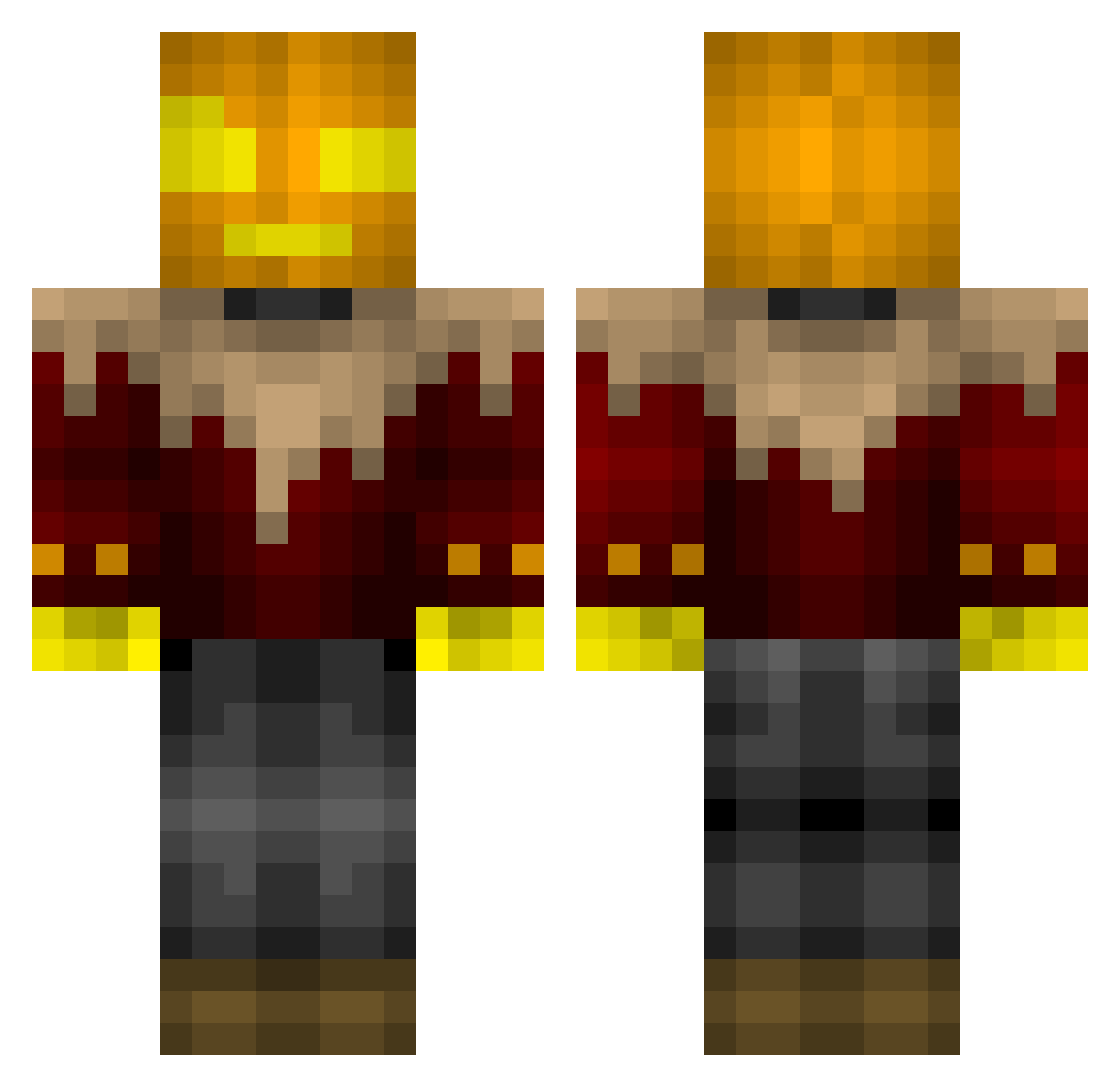 InfernoAwaken Minecraft skin, front and back view