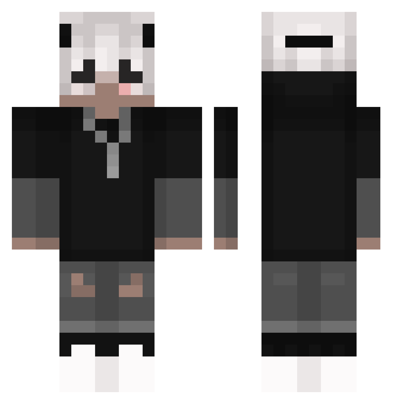 Shqo Minecraft skin, front and back view