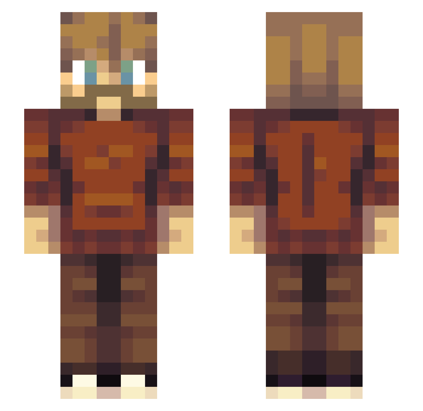 itstumtums Minecraft skin, front and back view