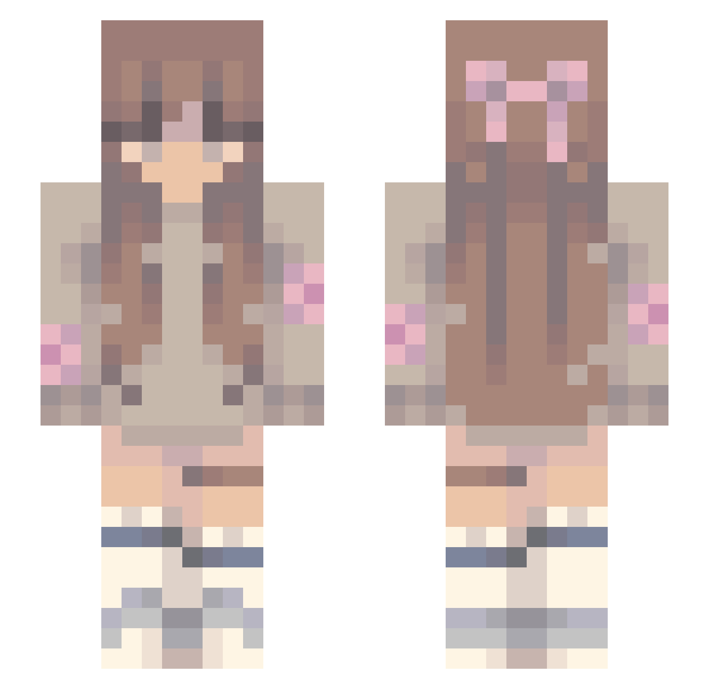 elfiedziecie Minecraft skin, front and back view