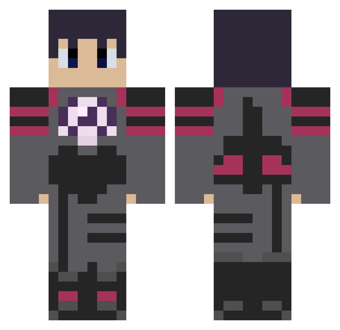 AZOXV2 Minecraft skin, front and back view