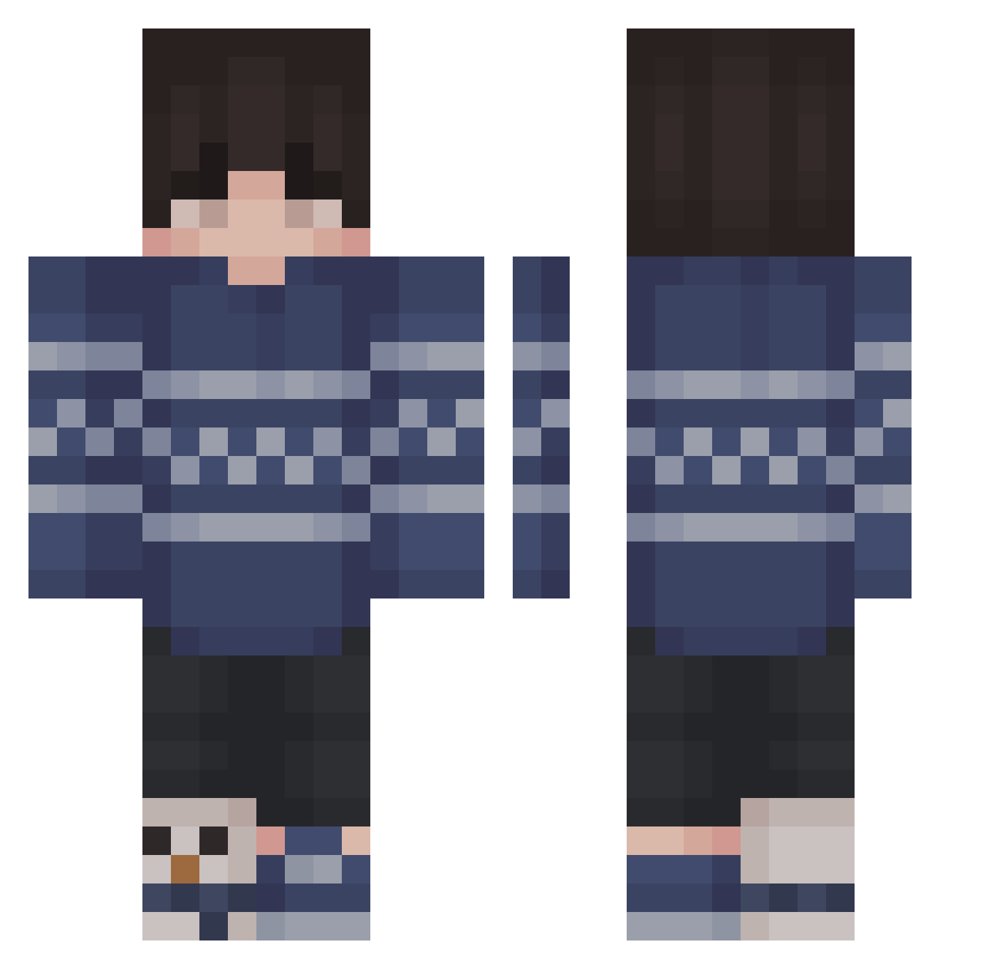 SkibitySigma Minecraft skin, front and back view