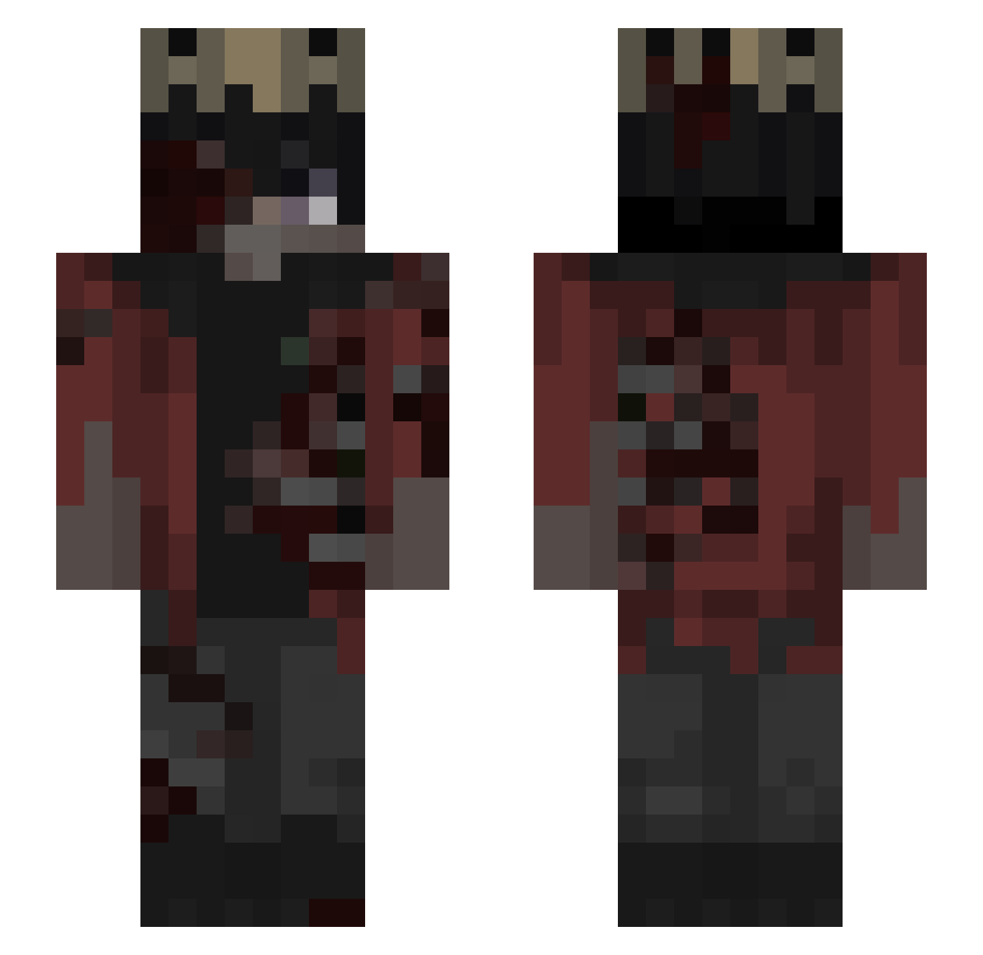 Myxoedema Minecraft skin, front and back view