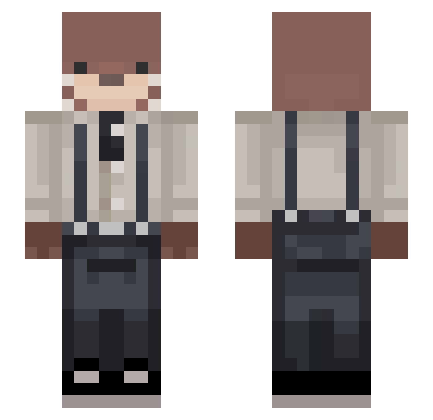 Zenpanic Minecraft skin, front and back view