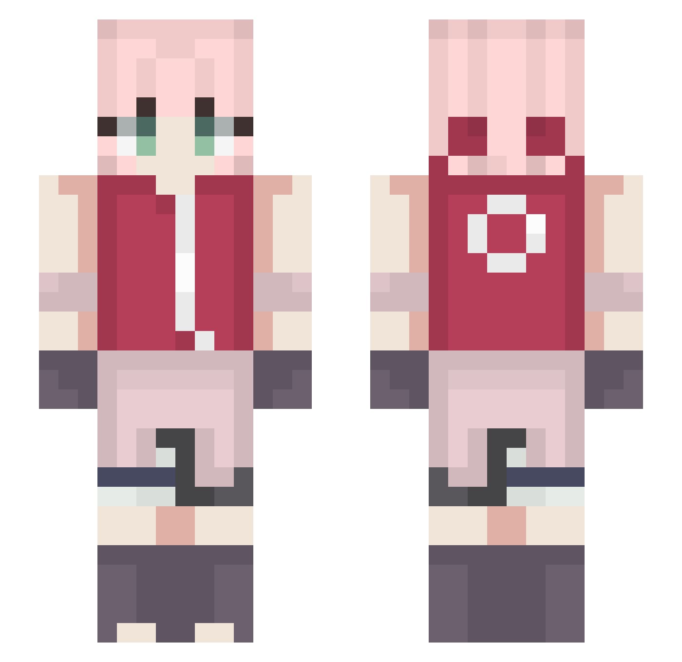 SAKURA_STARRAN Minecraft skin, front and back view