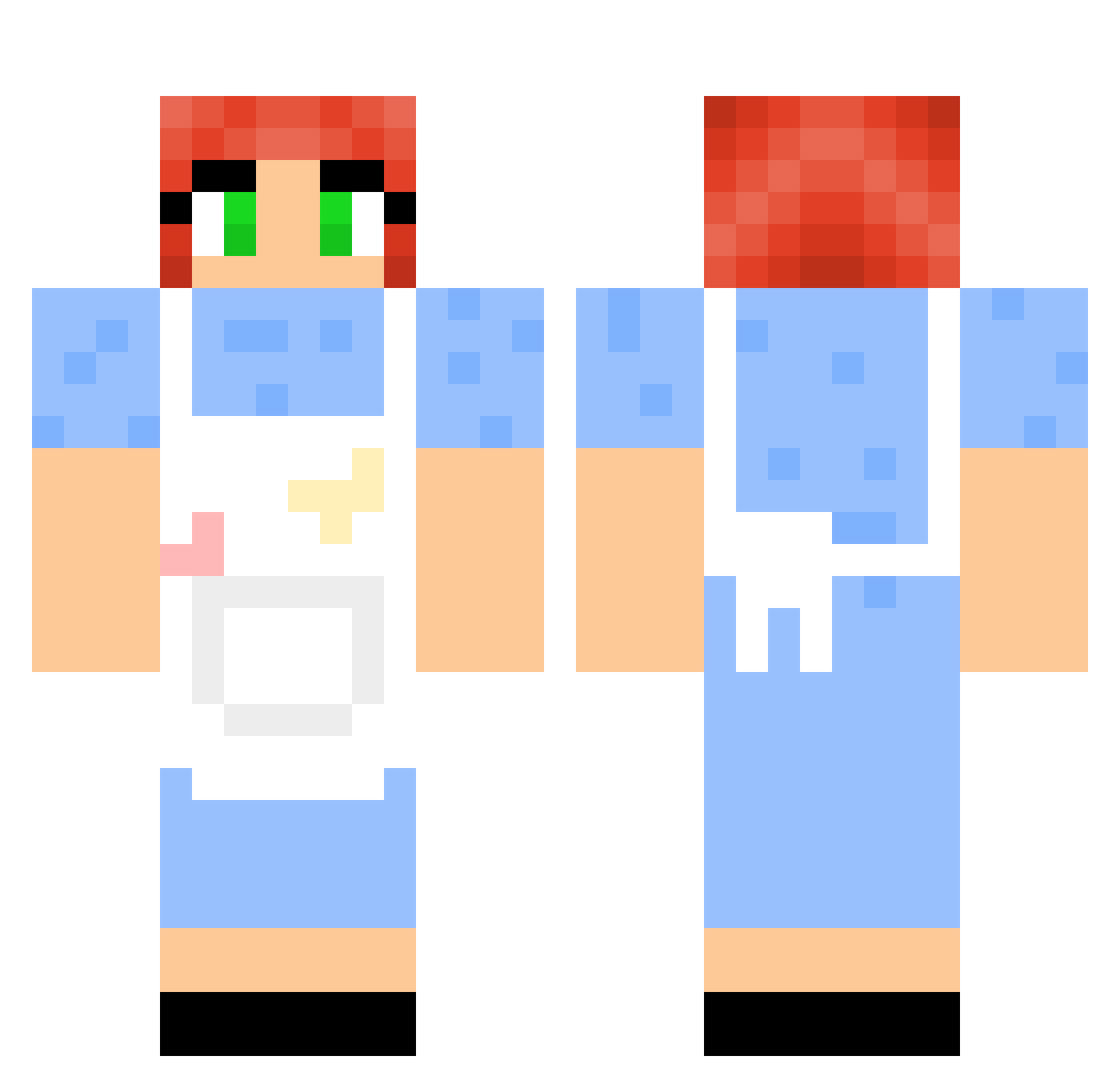 hairnet Minecraft skin, front and back view