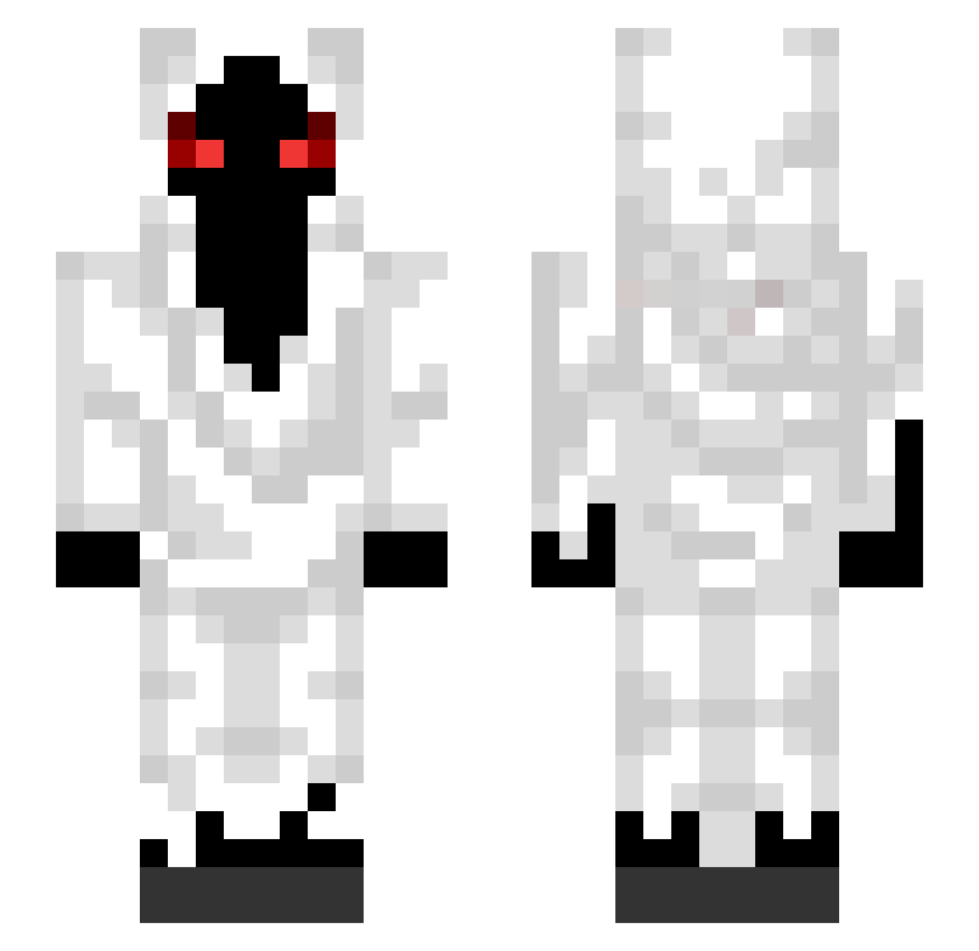 Raptor1VS1 Minecraft skin, front and back view