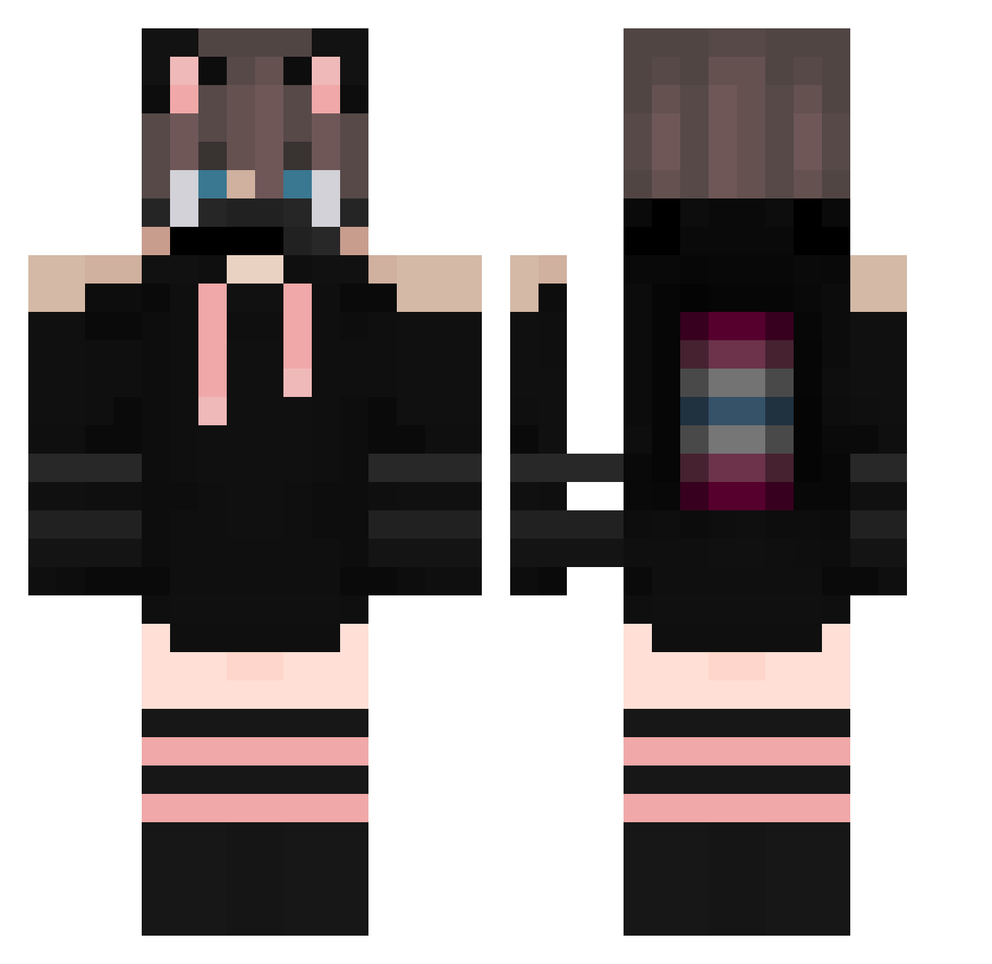 ZaidPvP Minecraft skin, front and back view