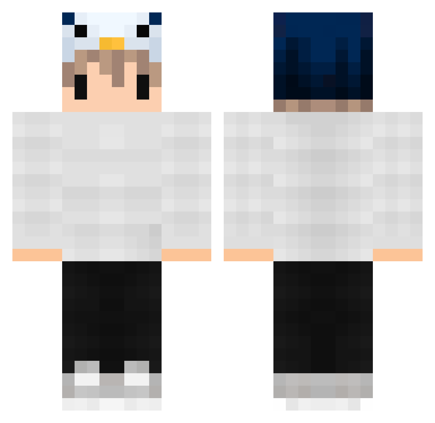 Dated Minecraft skin, front and back view
