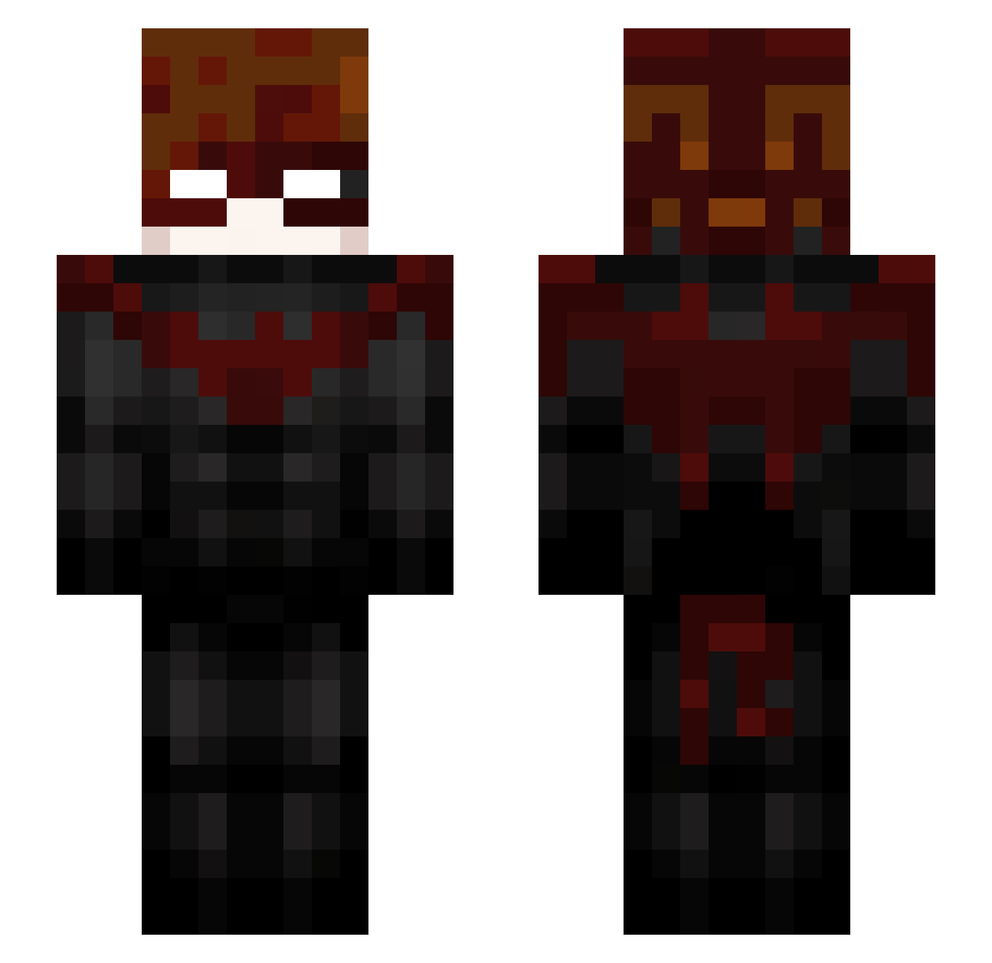 DarkRomanceBLike Minecraft skin, front and back view