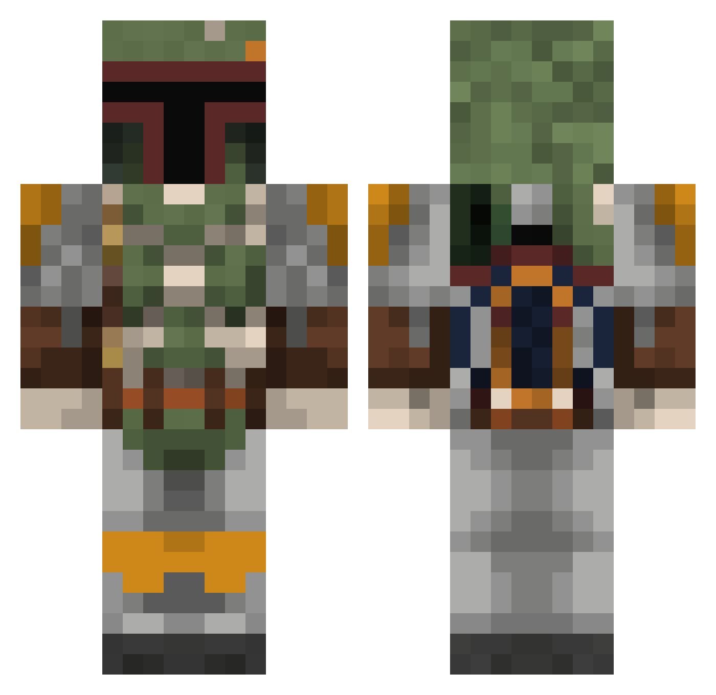 AssassinVexYT Minecraft skin, front and back view