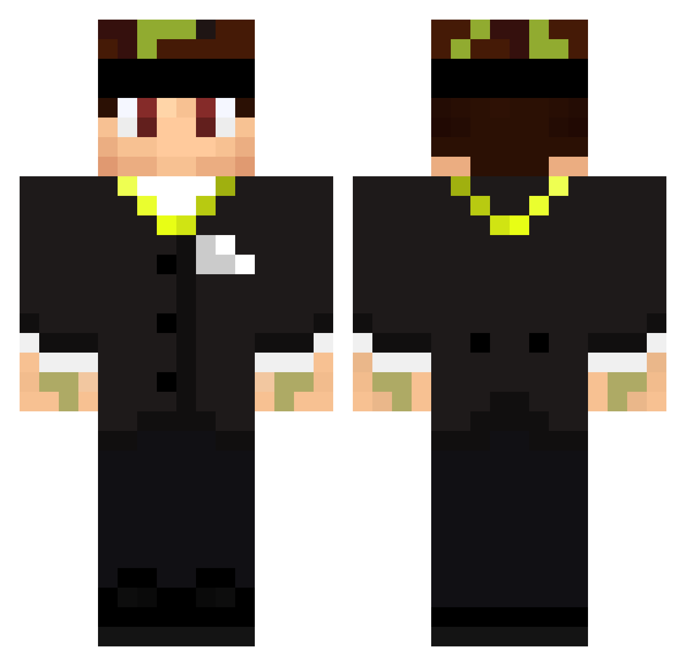 Overeducated Minecraft skin, front and back view