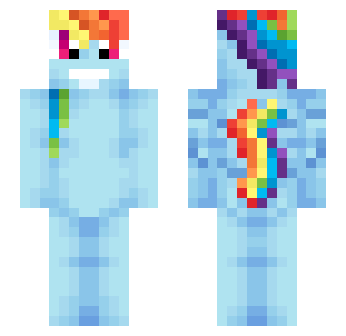 Blizkin Minecraft skin, front and back view