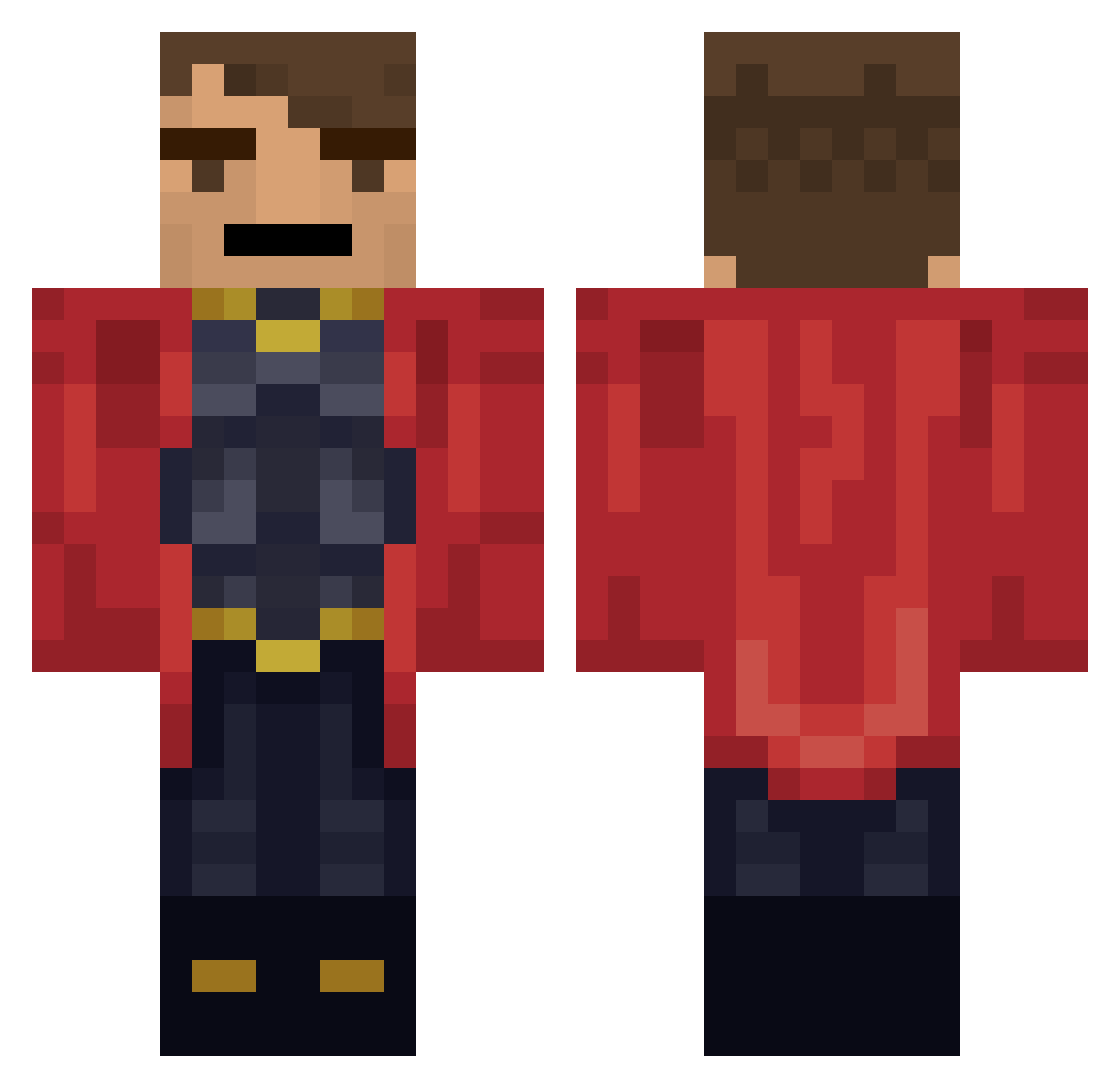 OrangeFruitt Minecraft skin, front and back view