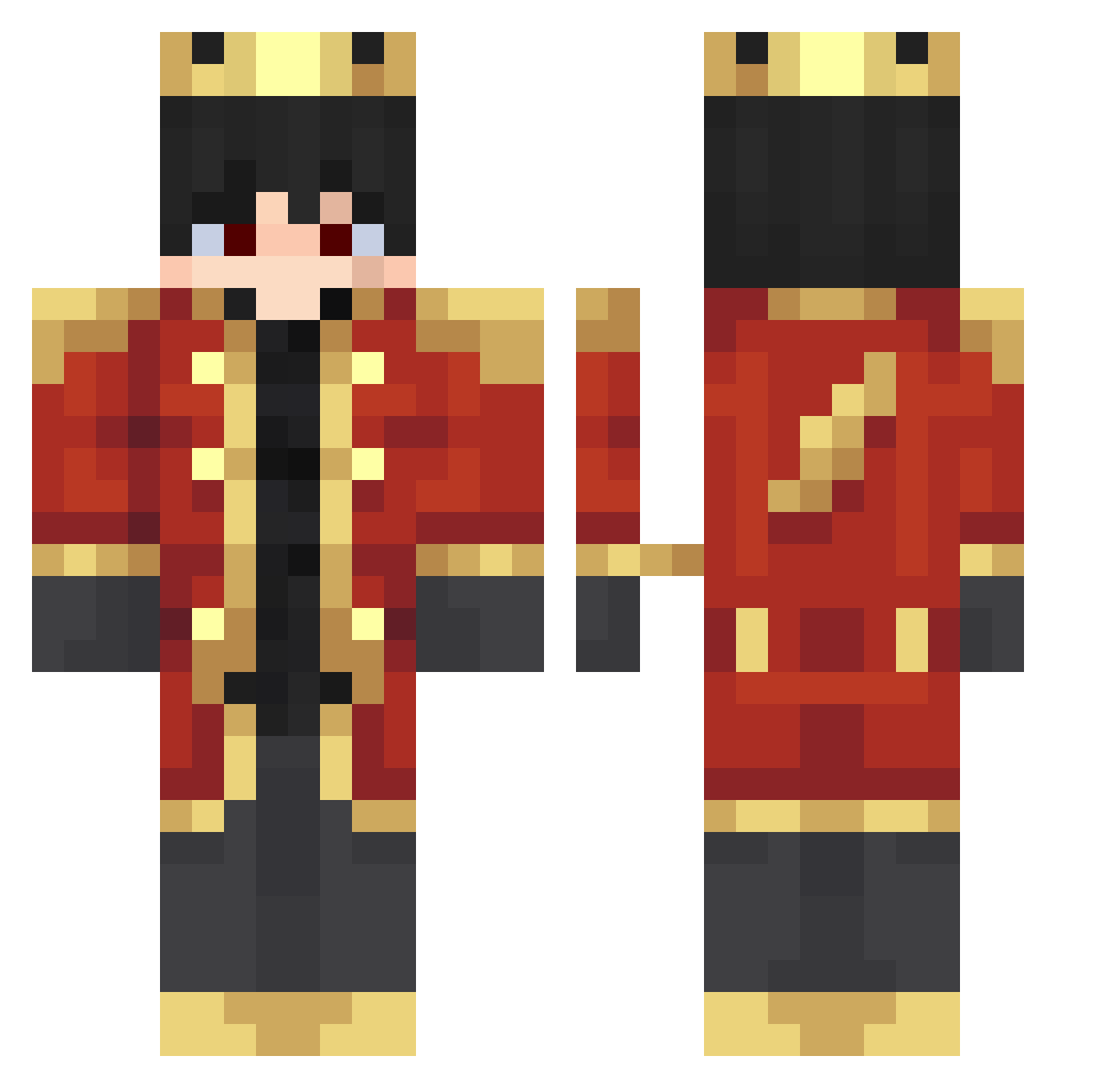 thefakemuni Minecraft skin, front and back view