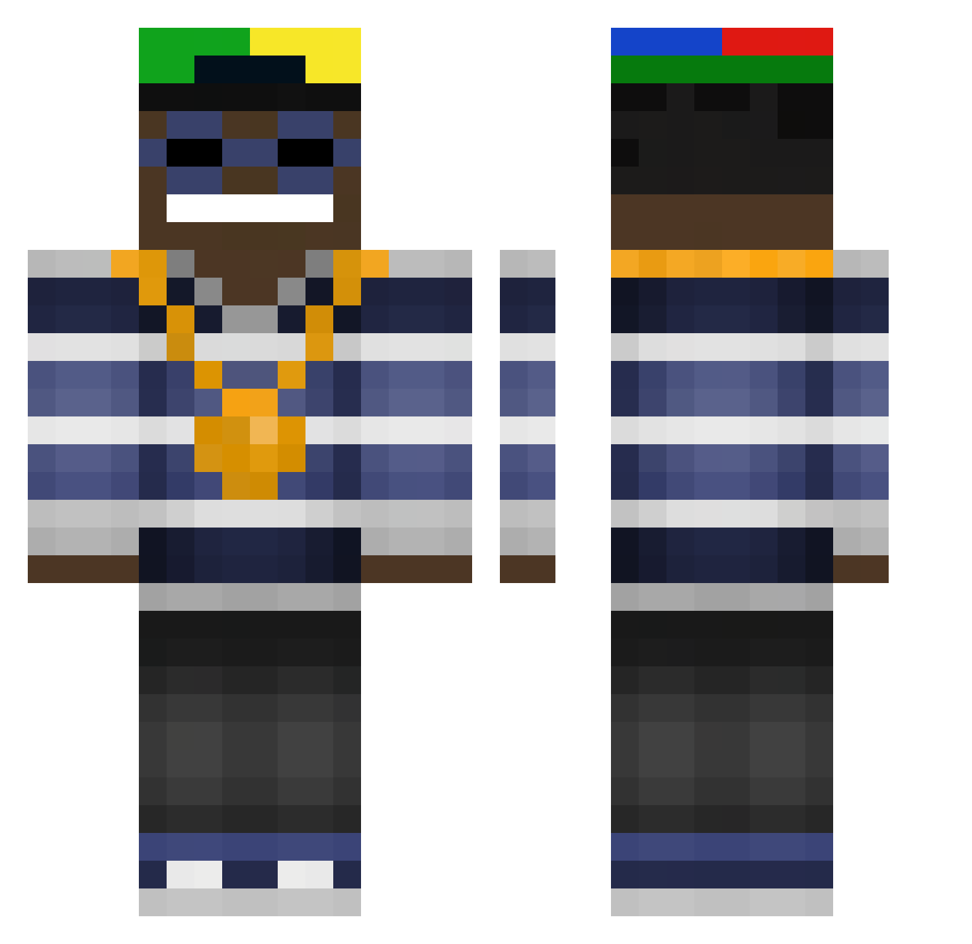 G0lass Minecraft skin, front and back view