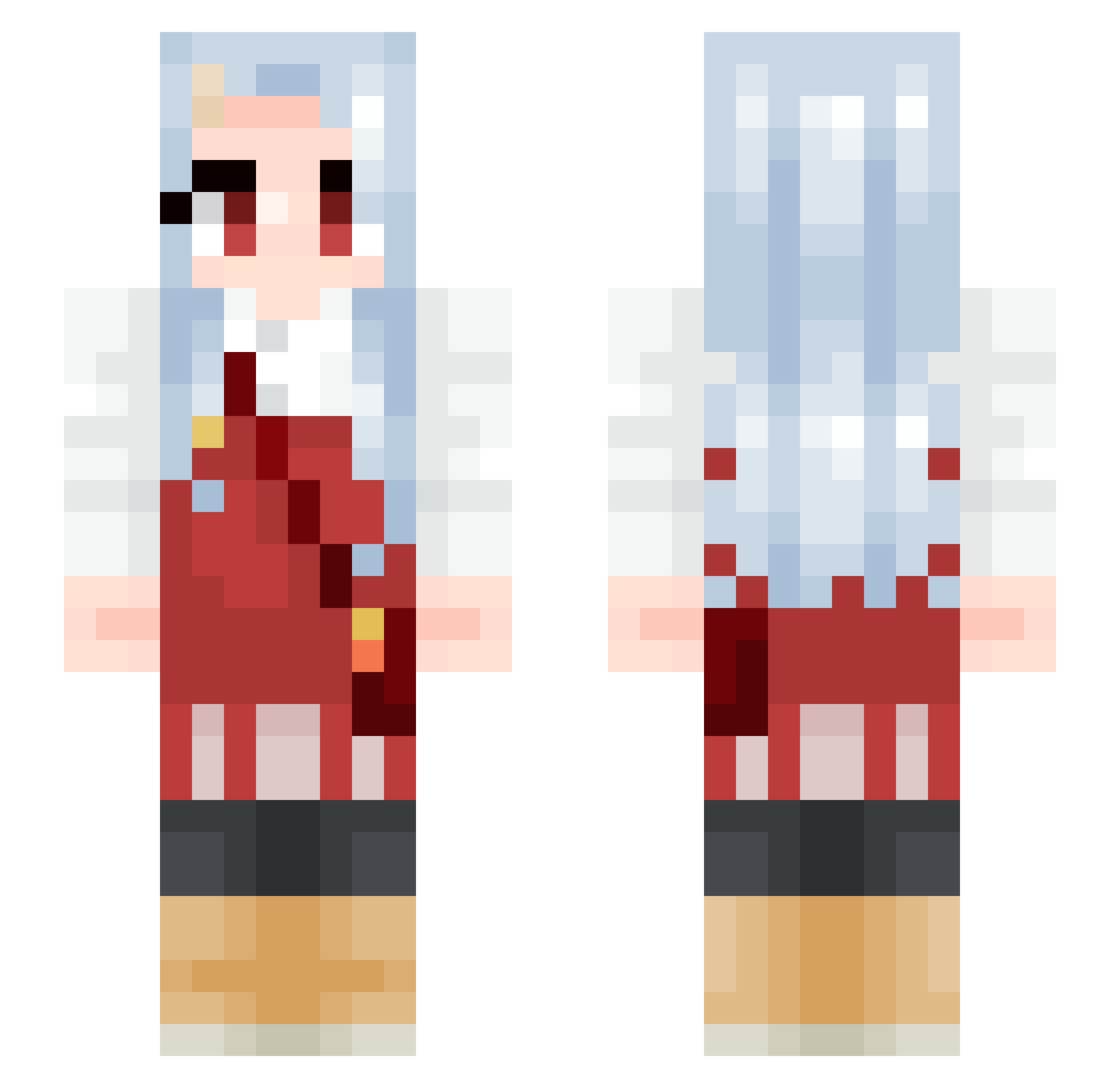 Pmorr3 Minecraft skin, front and back view