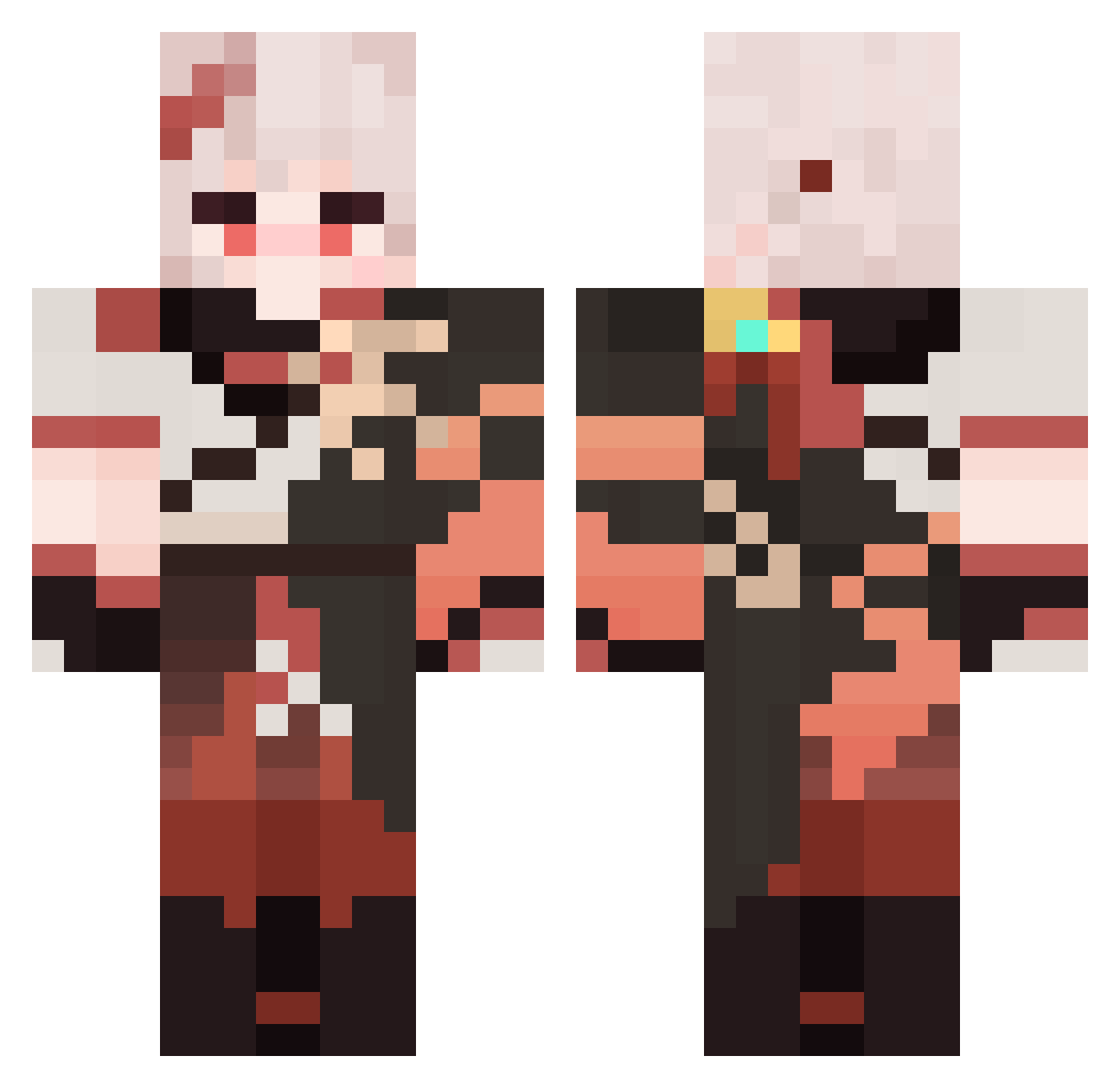 AbodaOnly Minecraft skin, front and back view