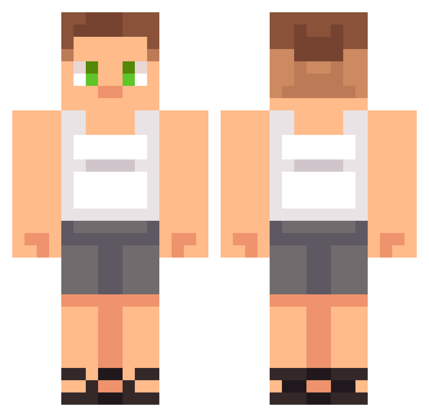 Wood_A Minecraft skin, front and back view