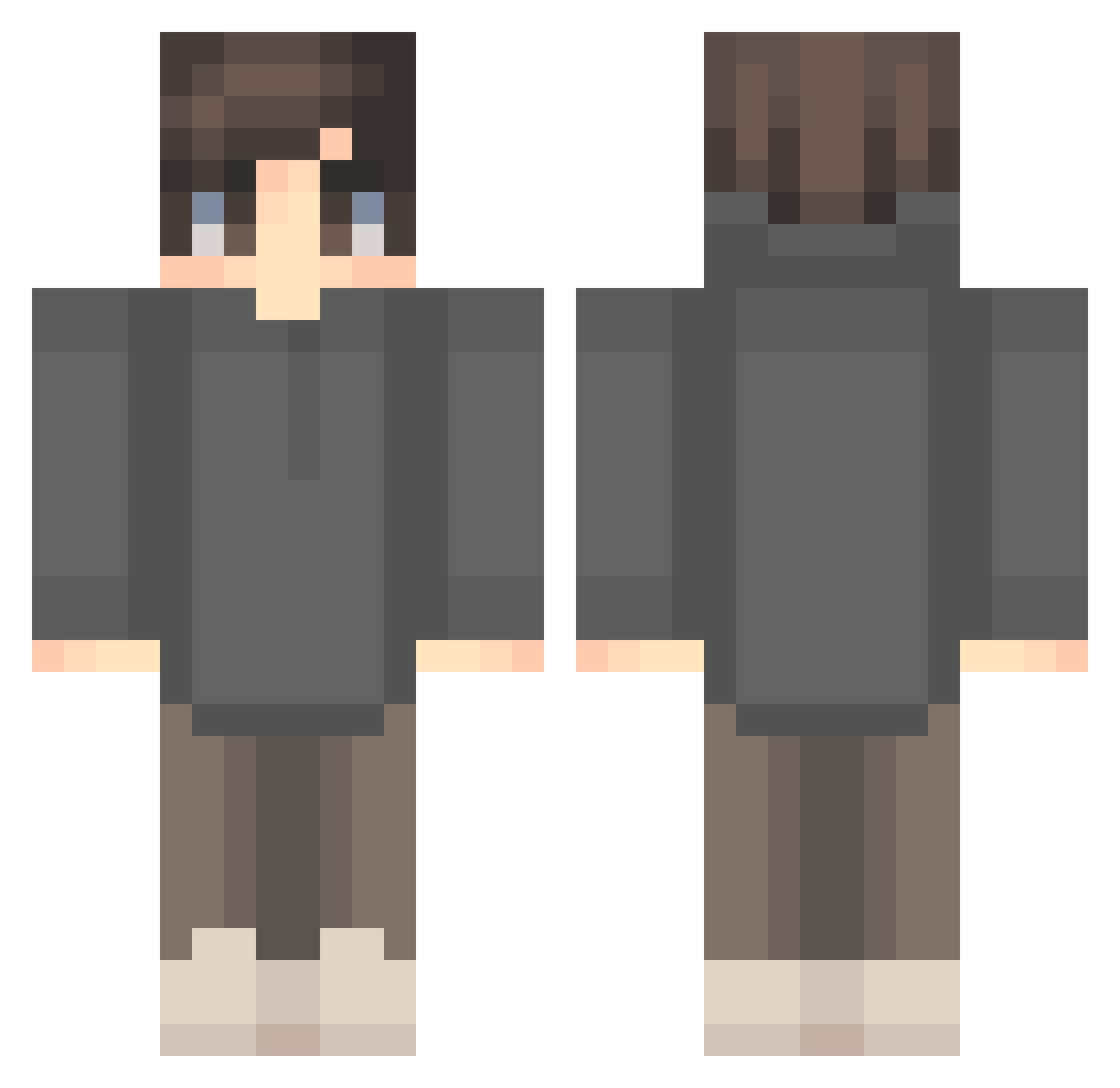 uniquifi Minecraft skin, front and back view